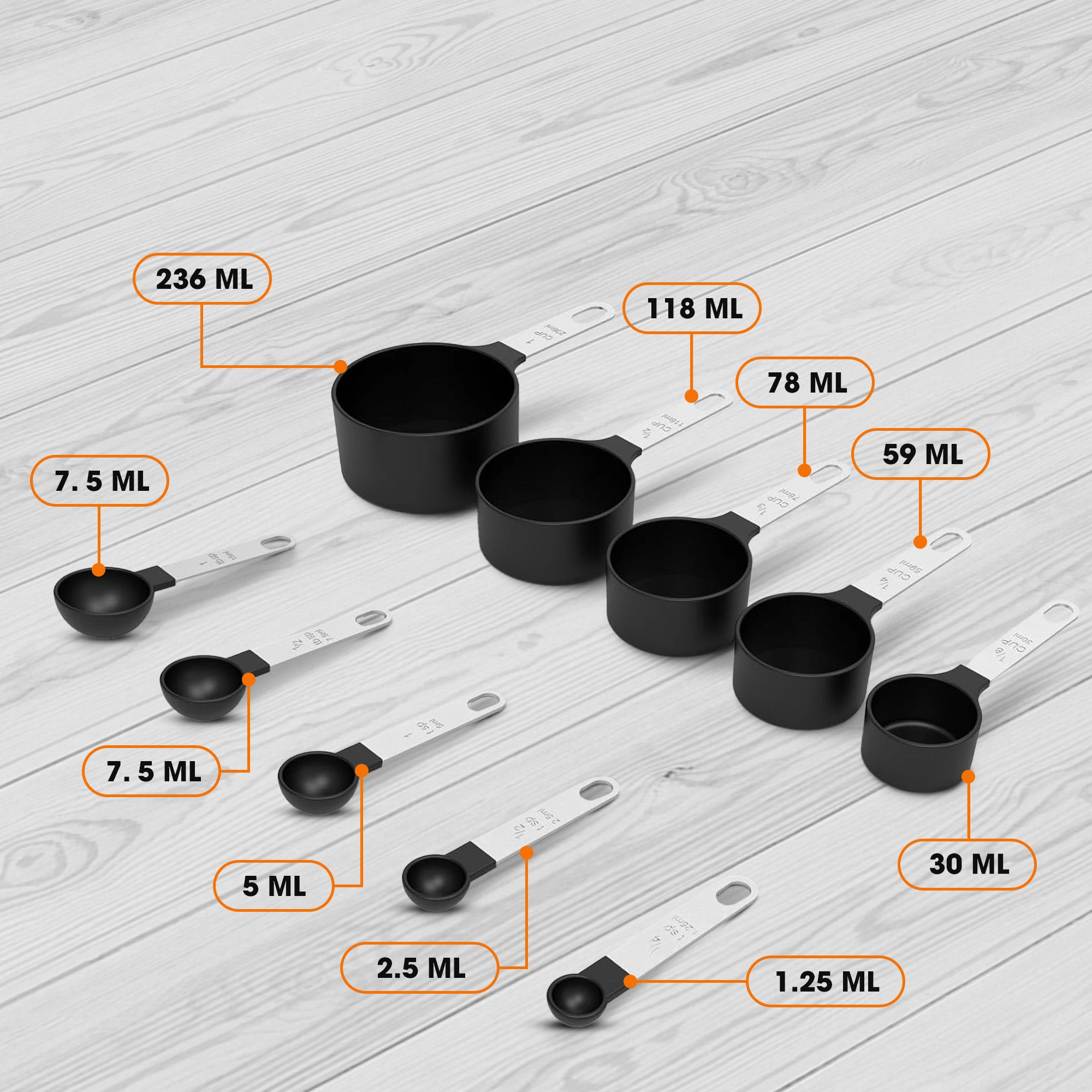 Cheer Collection Measuring Cups and Spoons Set, 10 Piece Kitchen Essentials