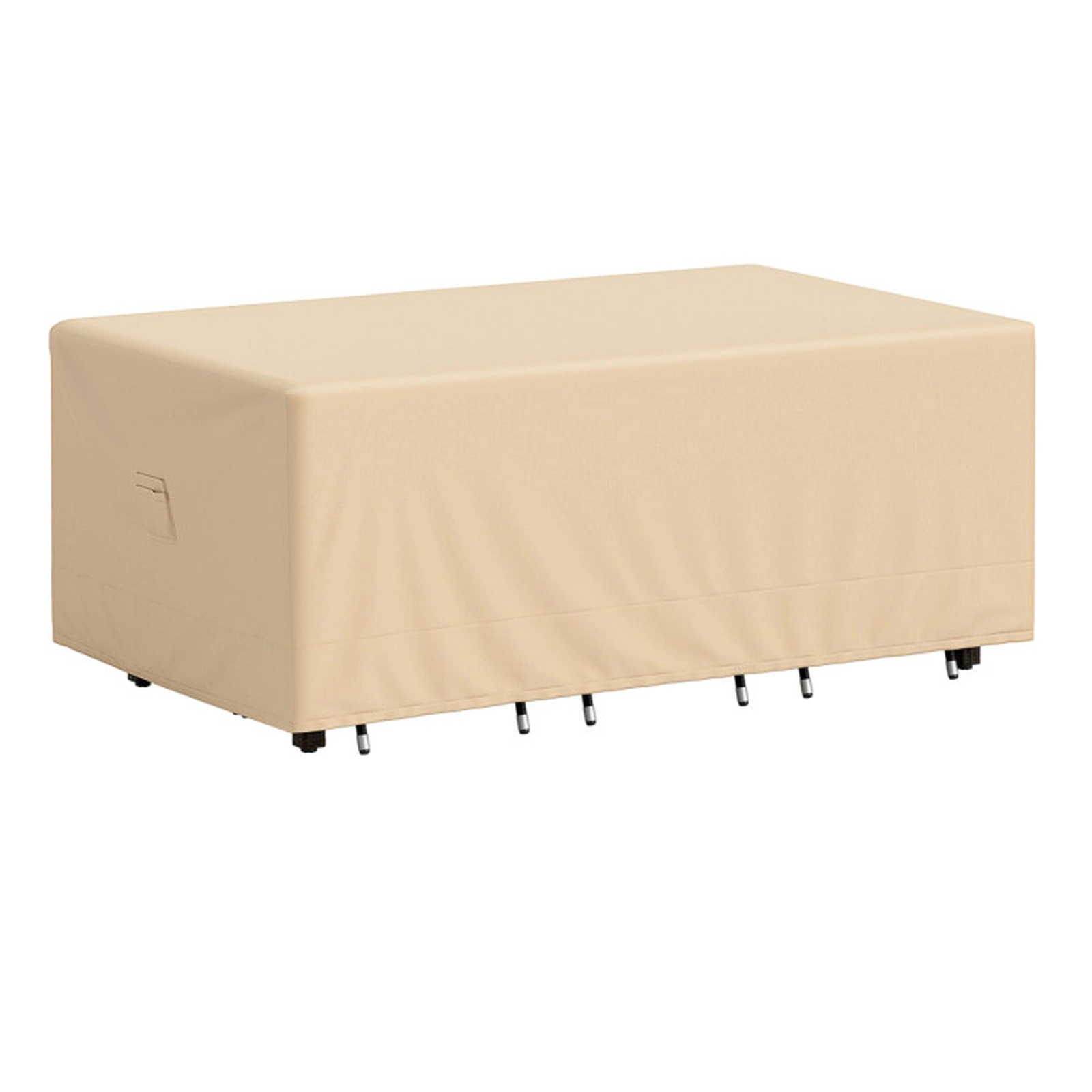 SUGIFT Beige Patio Table and Chair Set Cover with Padded Handle and Click-Close Straps 90-in W 50-in D 32-in H