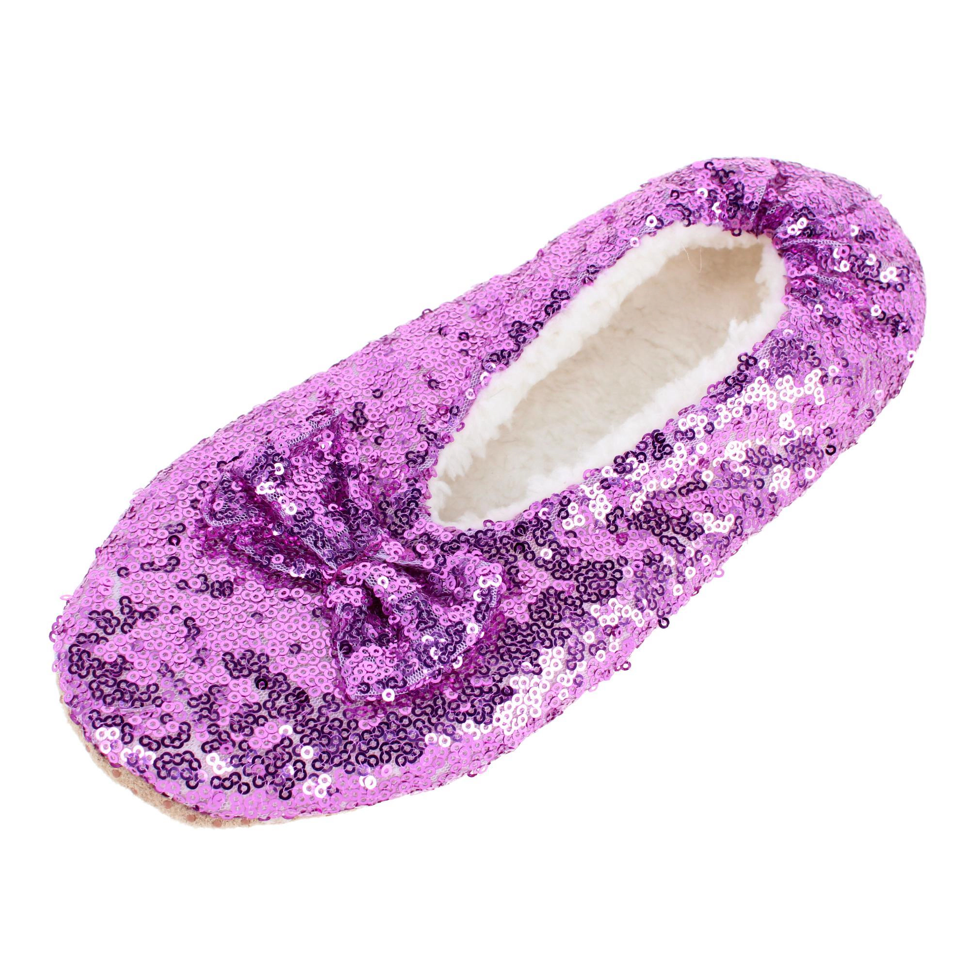 Alotta Knits Women's Sequins Ballerina Slippers with Sherpa Fleece Lining