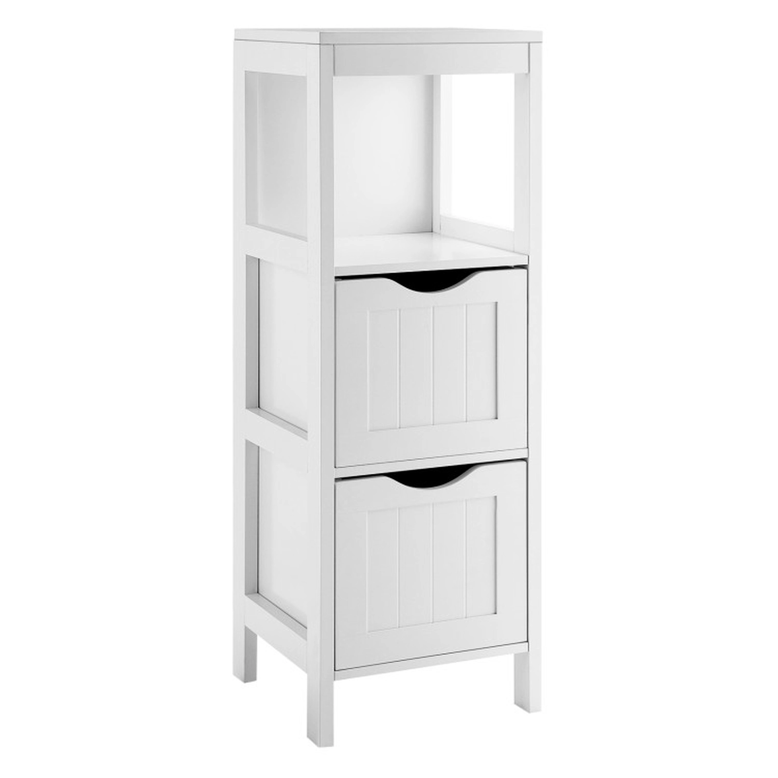 SUGIFT 4-Tier Storage Cabinet with 2 Removable Drawers 22-lb Top and Bottom Shelves 11-lb Middle Shelf 35-in Tall