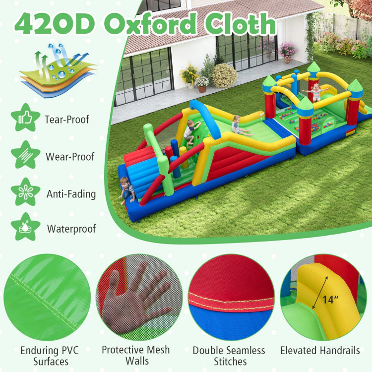 Hivvago Inflatable Obstacle Course Bounce House with Dual Slides and Tunnels without Blower