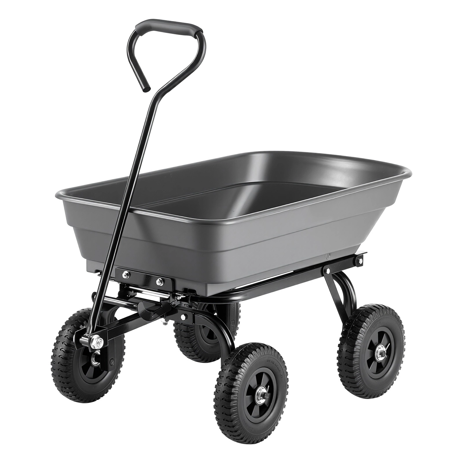 HONGGE Garden Dump Cart Poly Dump Cart Garden Carts Dumps Wagon with 90° Quick-Dumps Mechanism 180° Swivel Wheels 270°