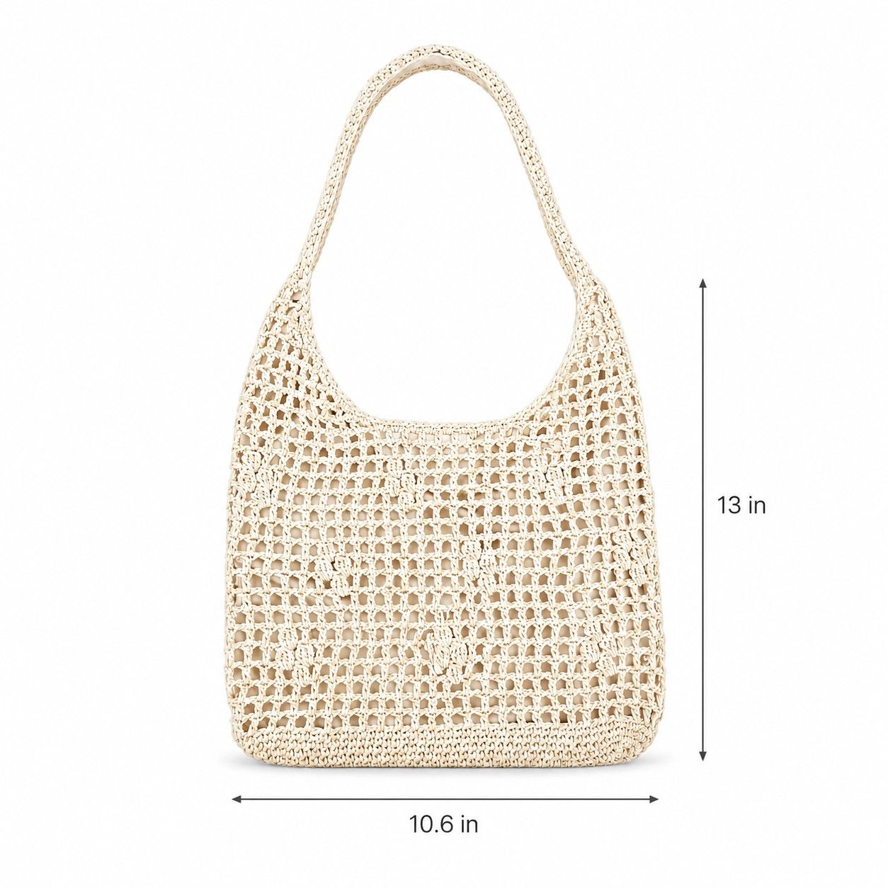 Alilang Women's Open Weave Shoulder Bag with Magnetic Closure and Slouchy Woven Carryall Design, Beige