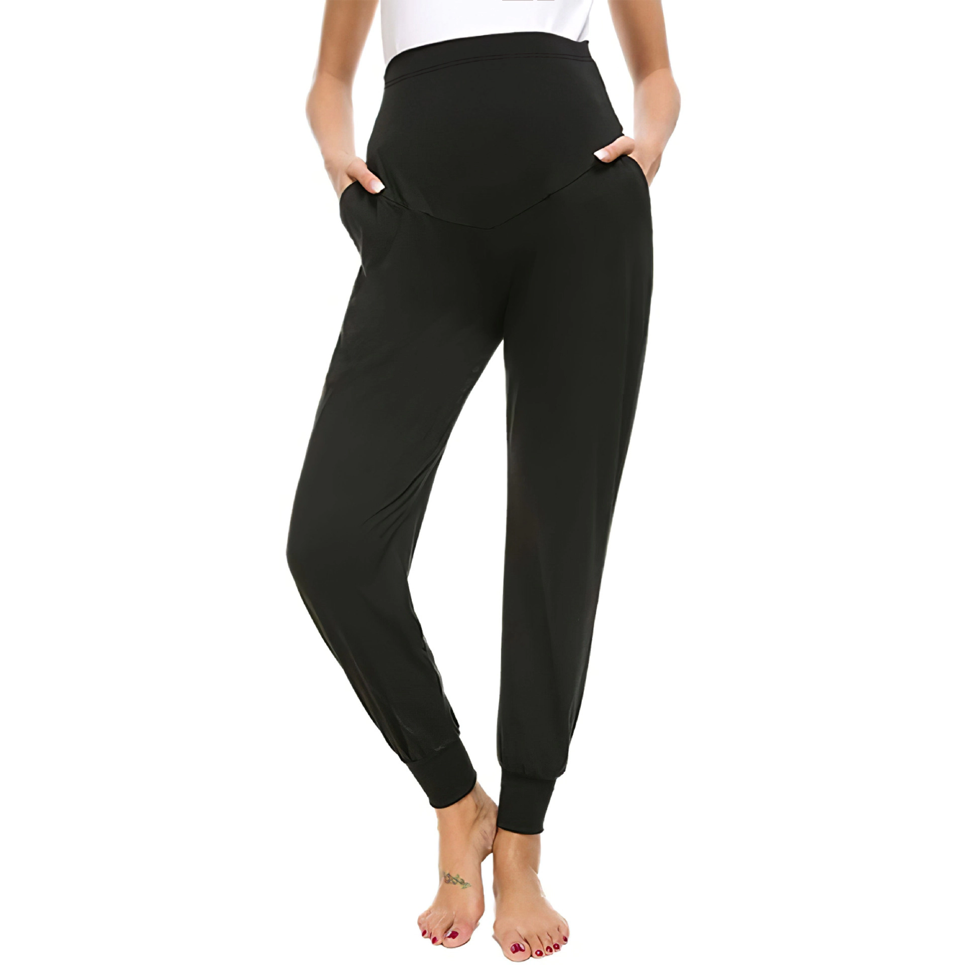 KOJOOIN Women's Maternity Pants Stretchy Lounge Workout Sweatpants Comfy Pregnancy Joggers with Pockets