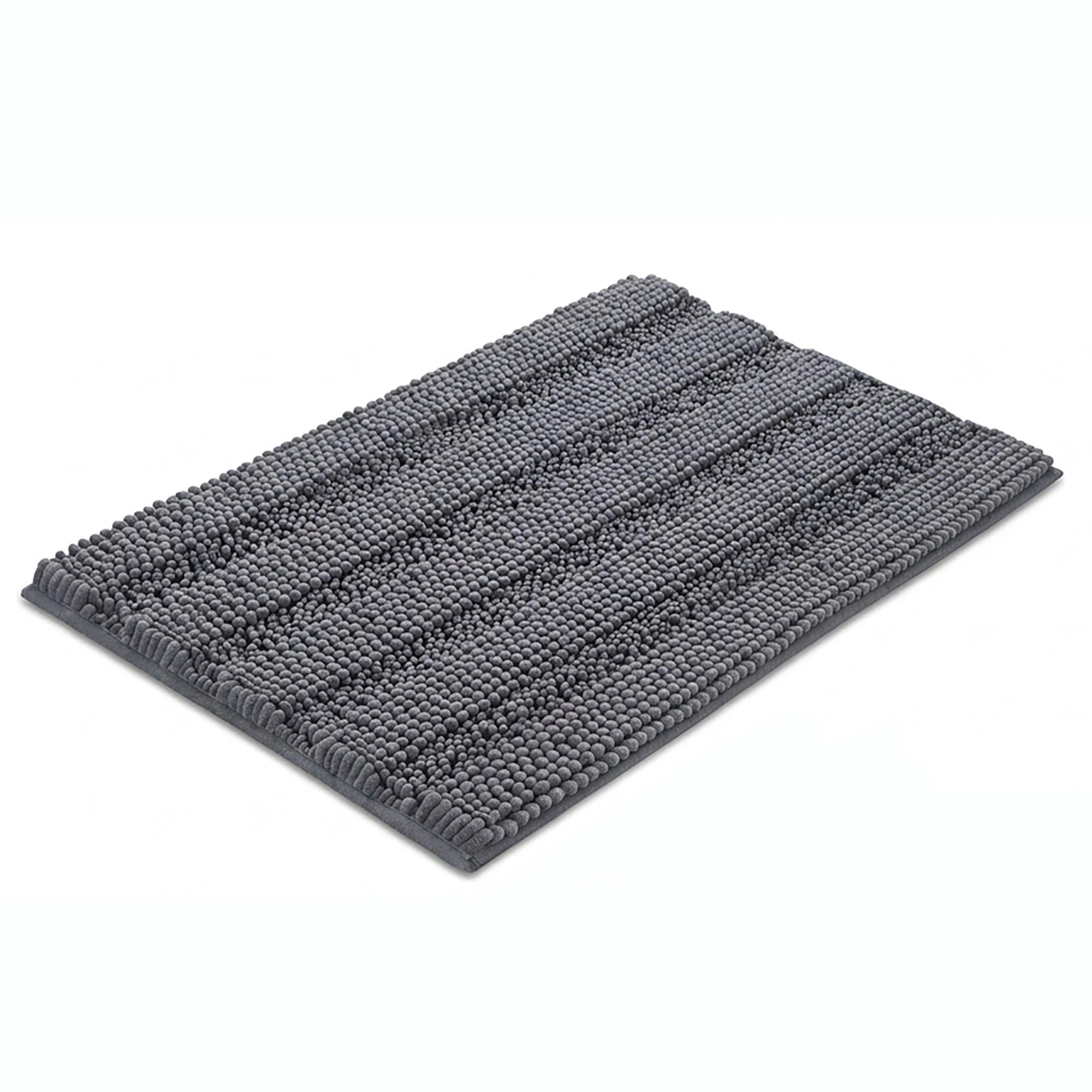 Alilang Unisex Chenille Bath Mat with Plush Noodle Texture and Non Slip Backing