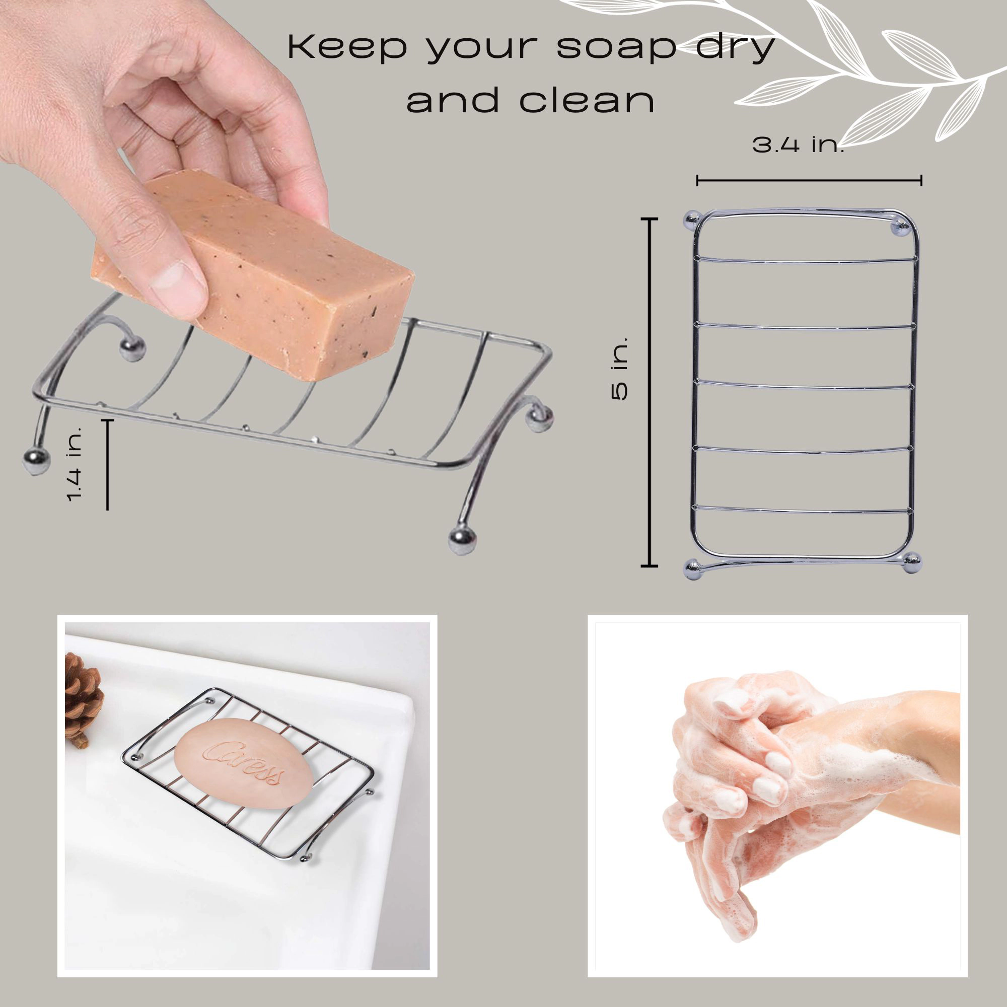Evideco French Home Goods Coated Metal Self-Draining Soap Cradle