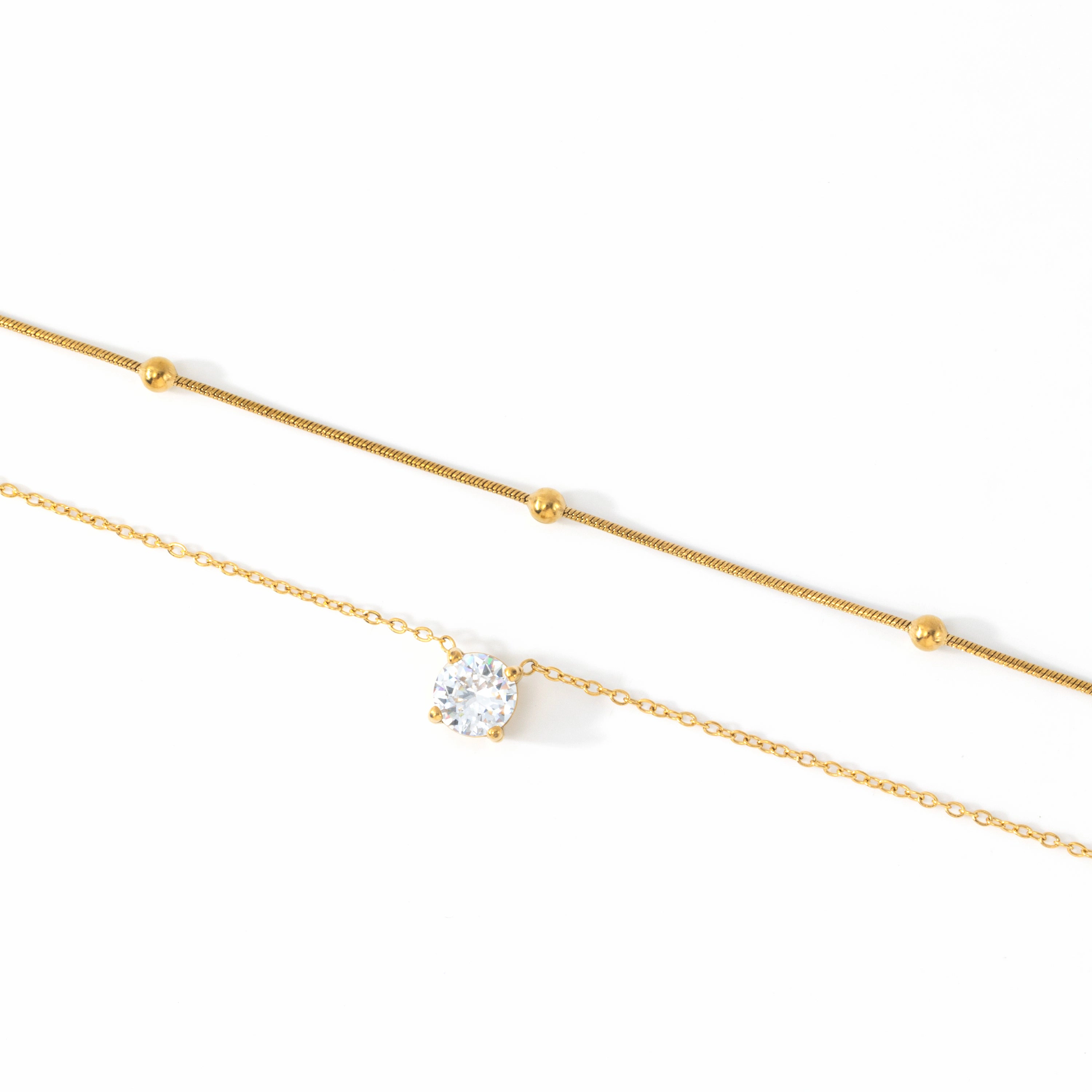 Mint & Lily Women's Layered Double Chain Necklace Set