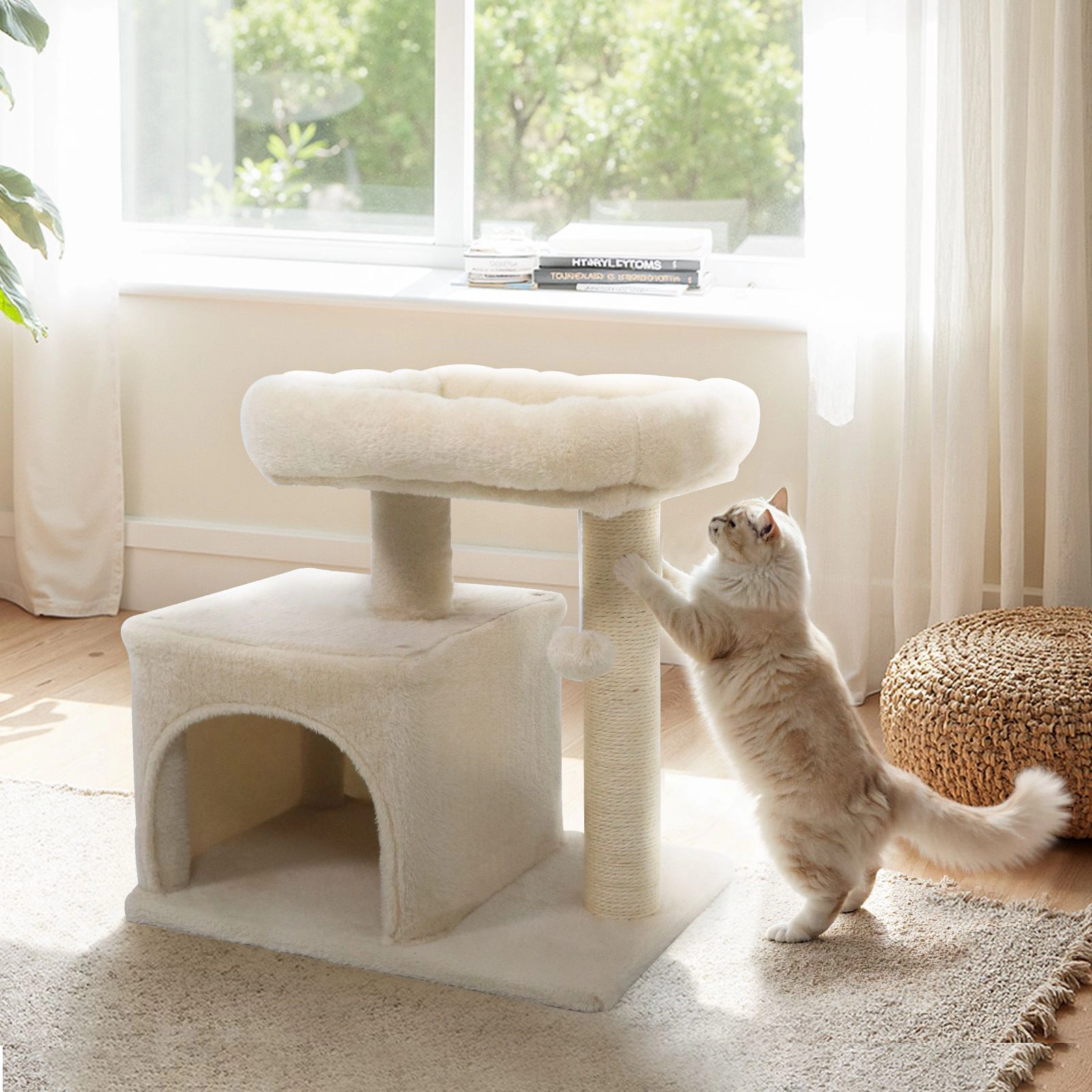 SlickBlue 19.5 Inch Cat Tree with Condo, Padded Perch and Scratcher