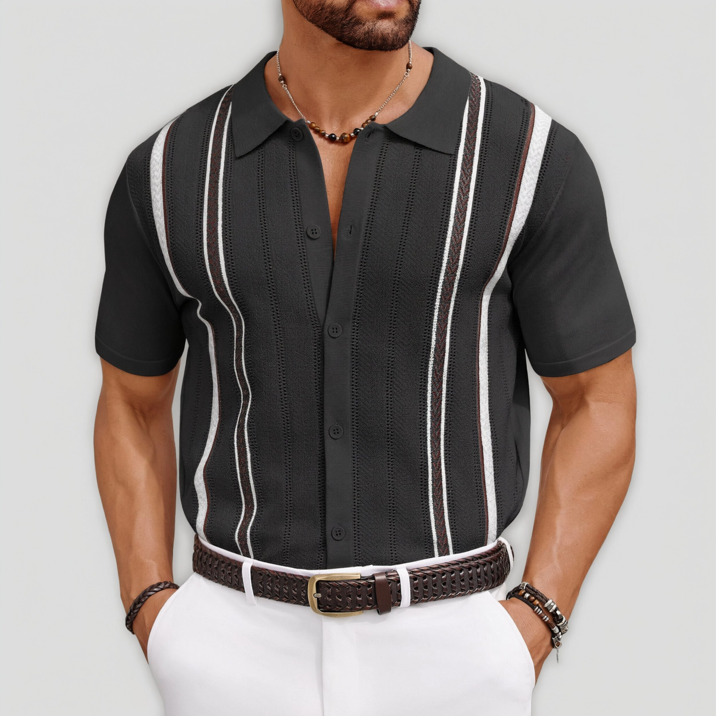 COOFANDY Men's Regular Fit Short Sleeve Knit Polo Sweater
