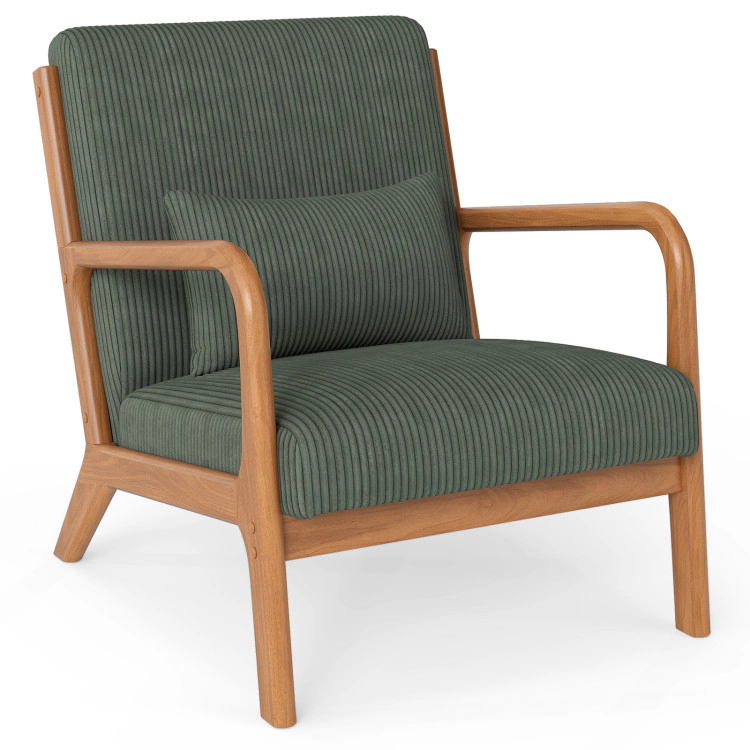Hivvago Accent Chair Corduroy Upholstered Lounge With Lumbar Pillow