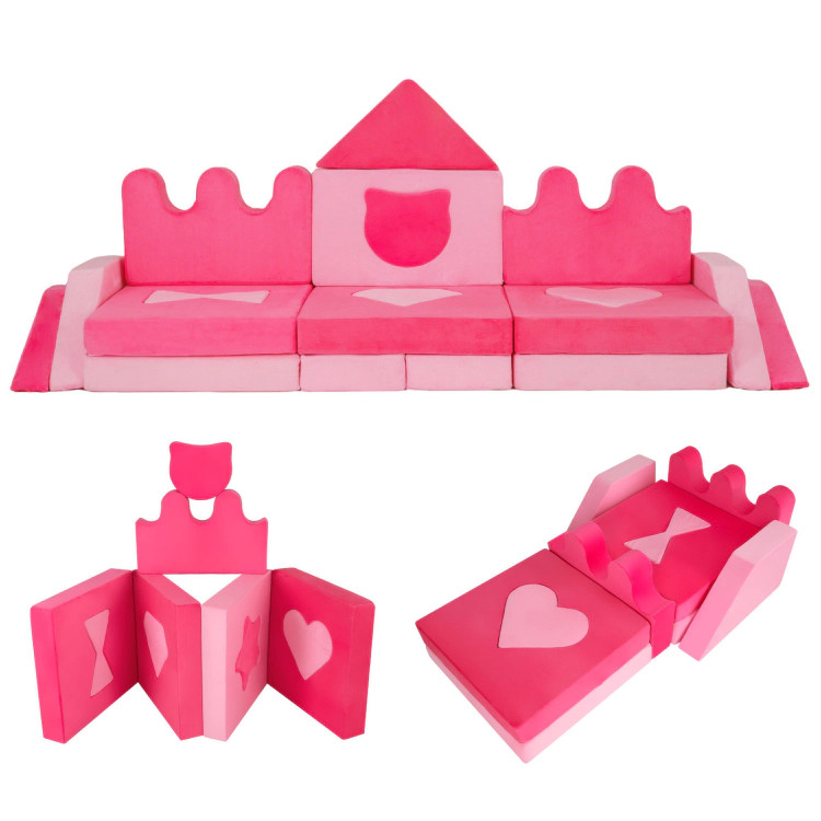 Hivvago 14 Piece Kids Play Couch Modular Foam Climbing Blocks For Kids 3+ Years Old