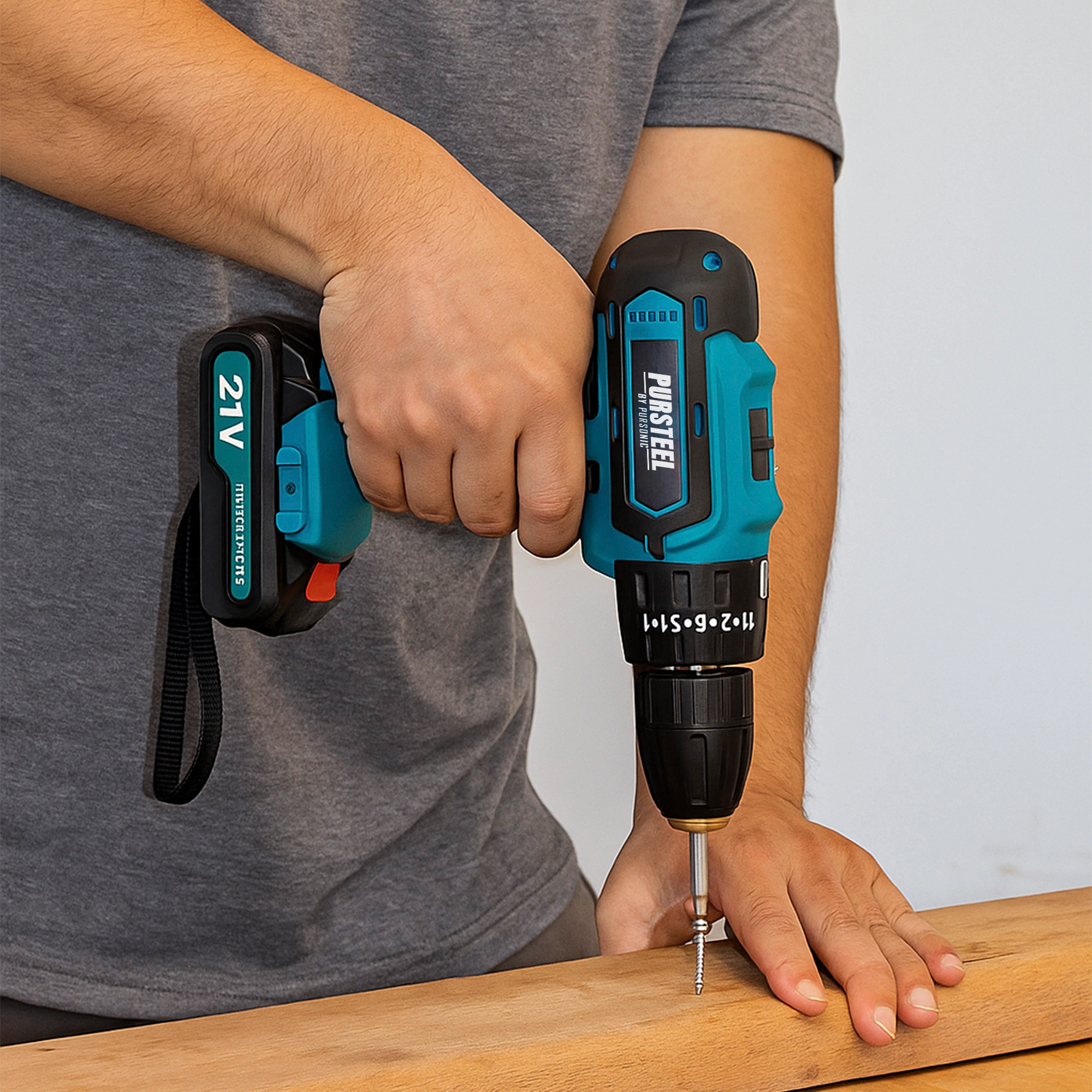 Pursonic Unisex 21V Rechargeable Cordless Drill – 24 Piece Power Tool Set for Home Improvement & DIY Projects