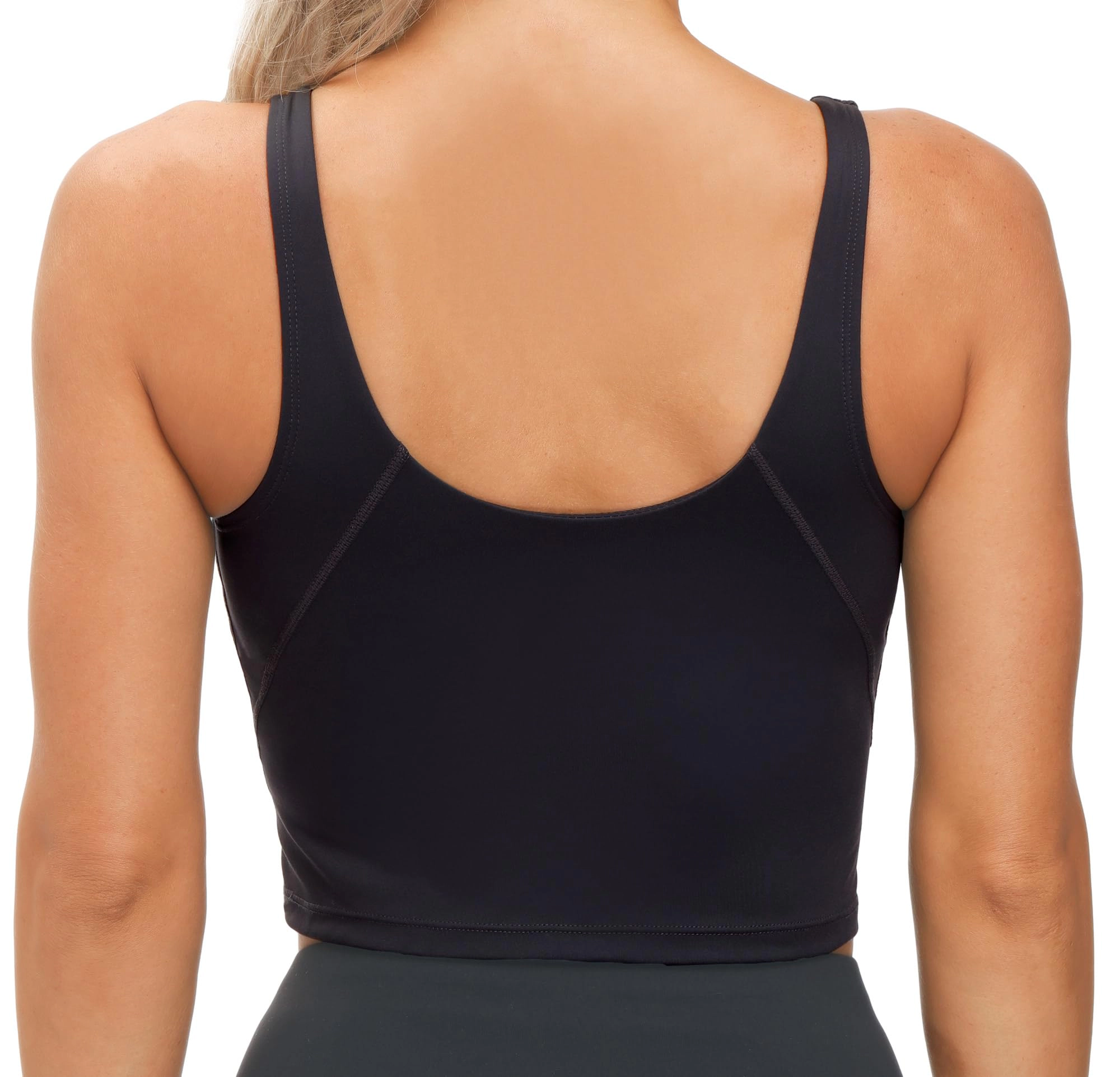 PIGFDK Women's Longline Wirefree Padded Medium Support Sports Bra Yoga Running Workout Tank Top