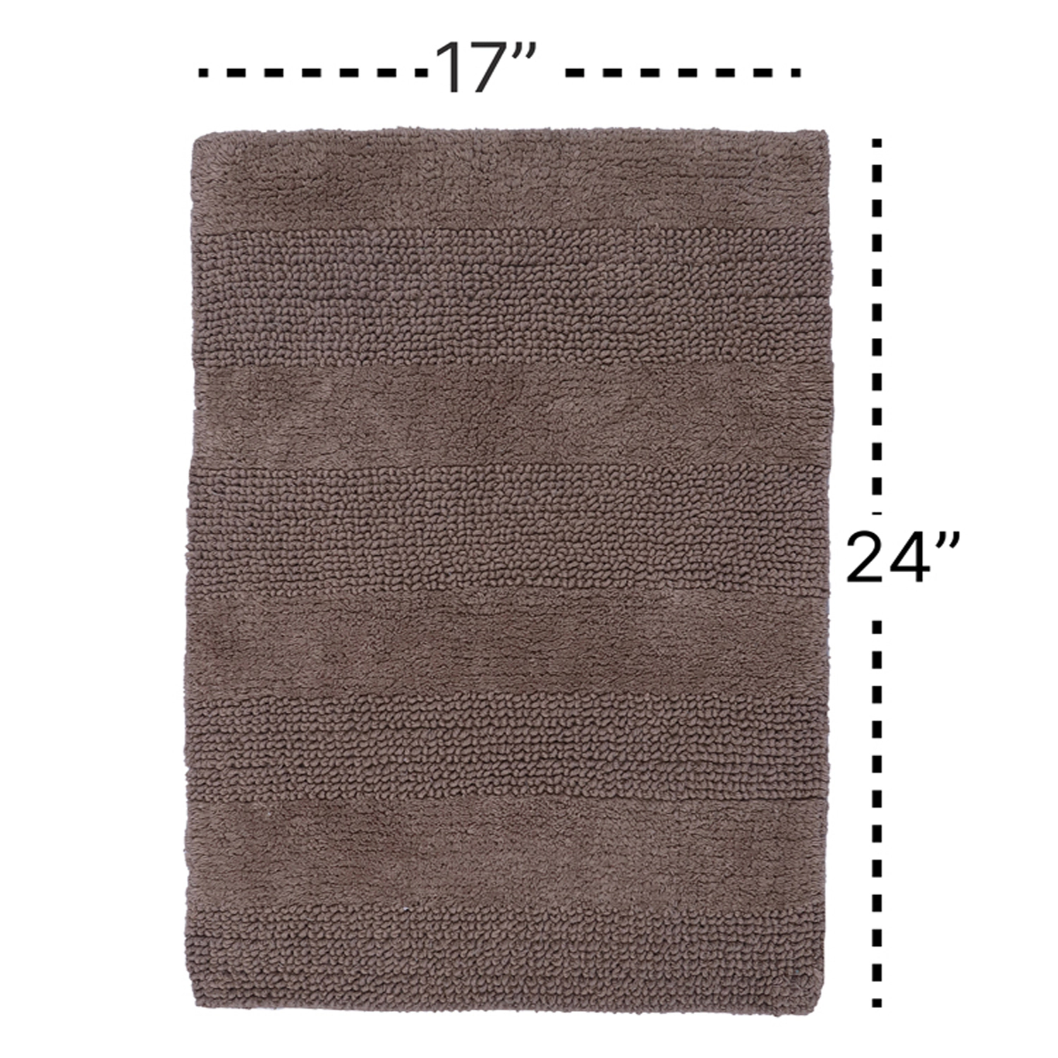 Knightsbridge Stylish And Comfortable All Season Traditional Wide Cut Design Cotton Bath Rug 17" X 24" Stone