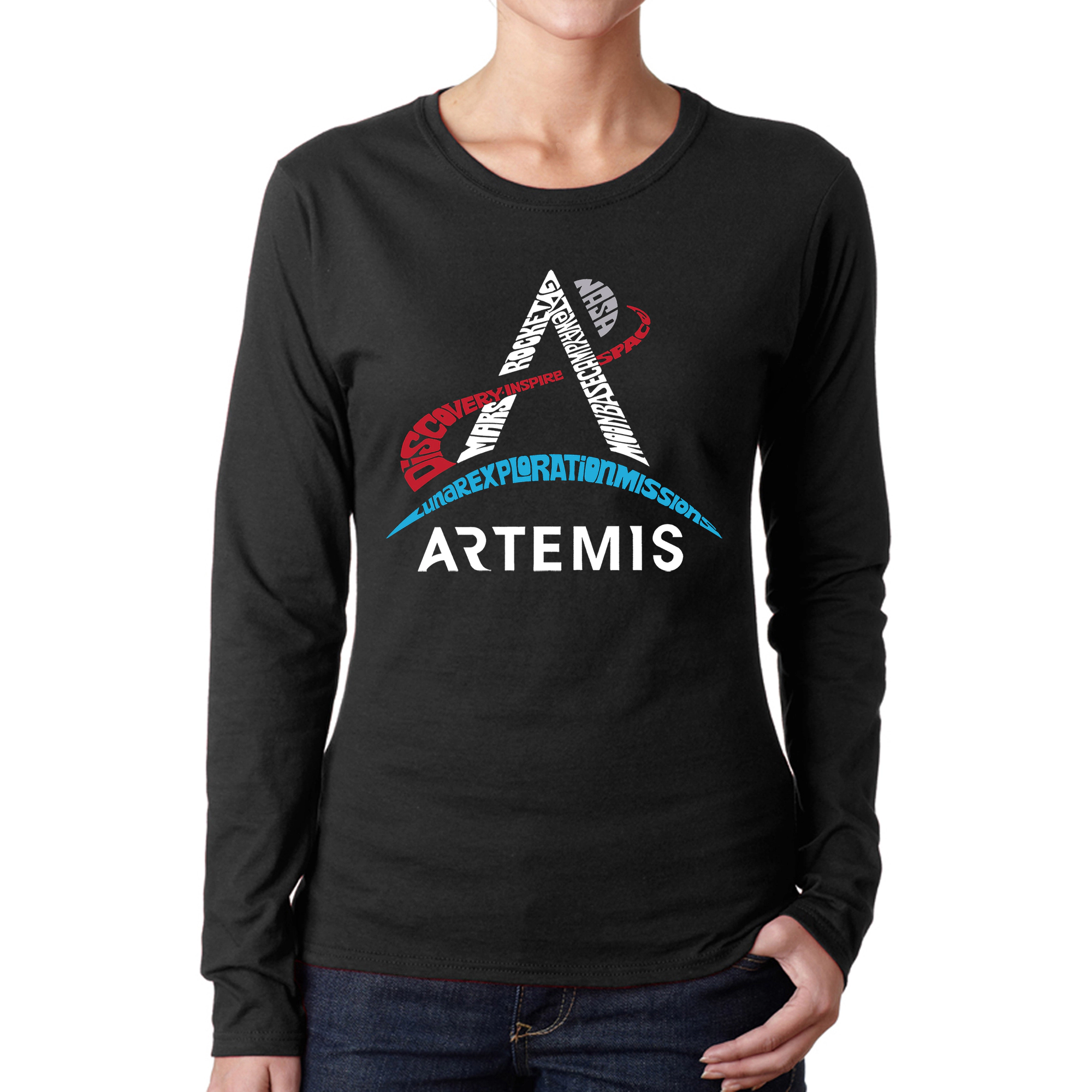 LA Pop Art Women's Word Long Sleeve T-Shirt - NASA Artemis Logo