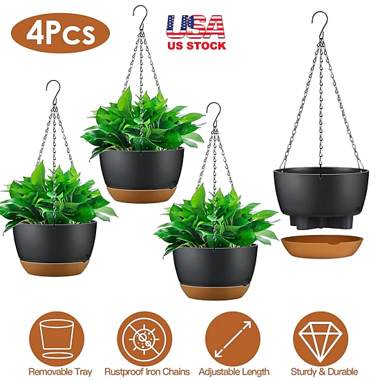 GBruno 4-Piece Self-Watering Hanging Planter Set