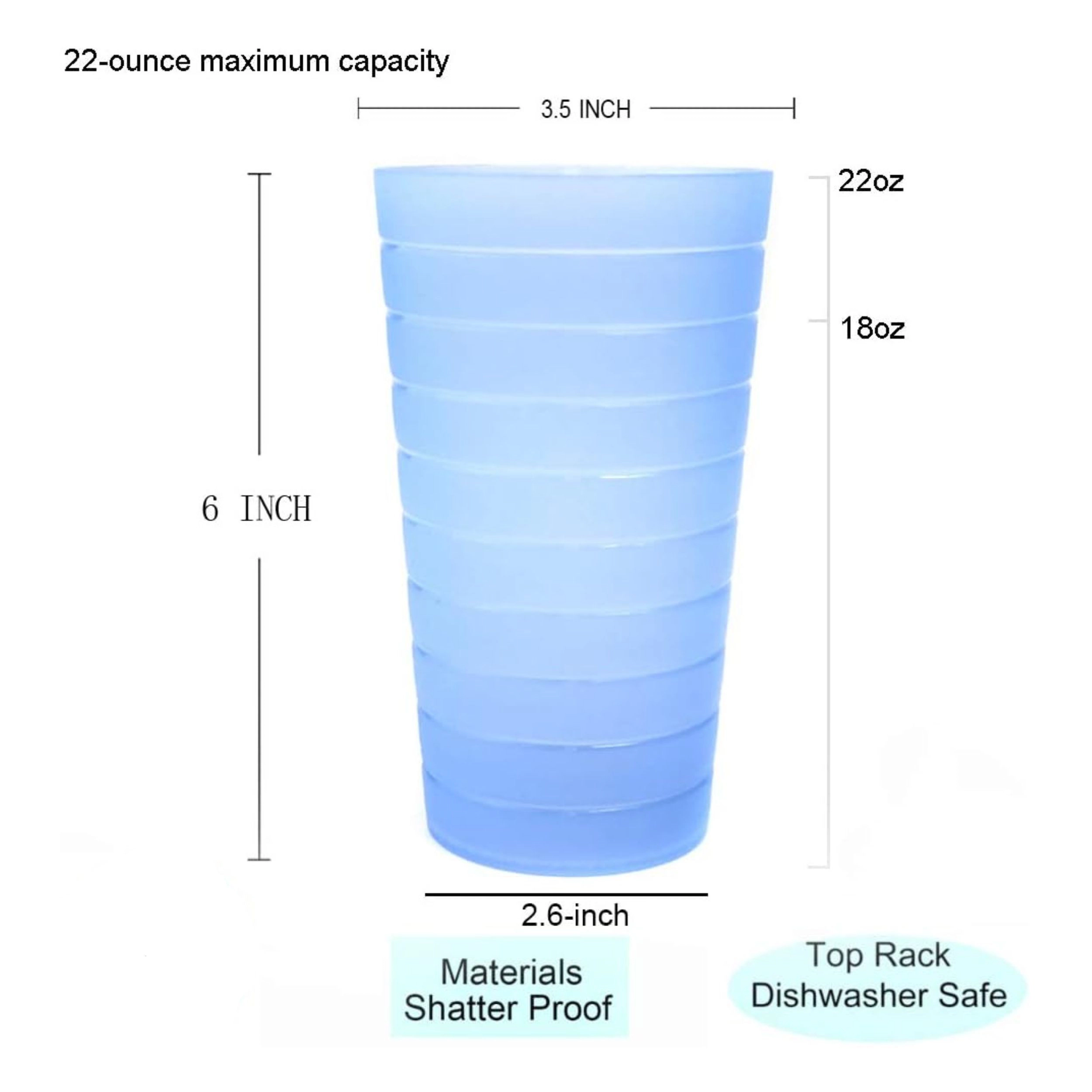 Stock Preferred Pack of 12 Unbreakable Plastic Drinking Tumblers and Party Cups 22 Oz