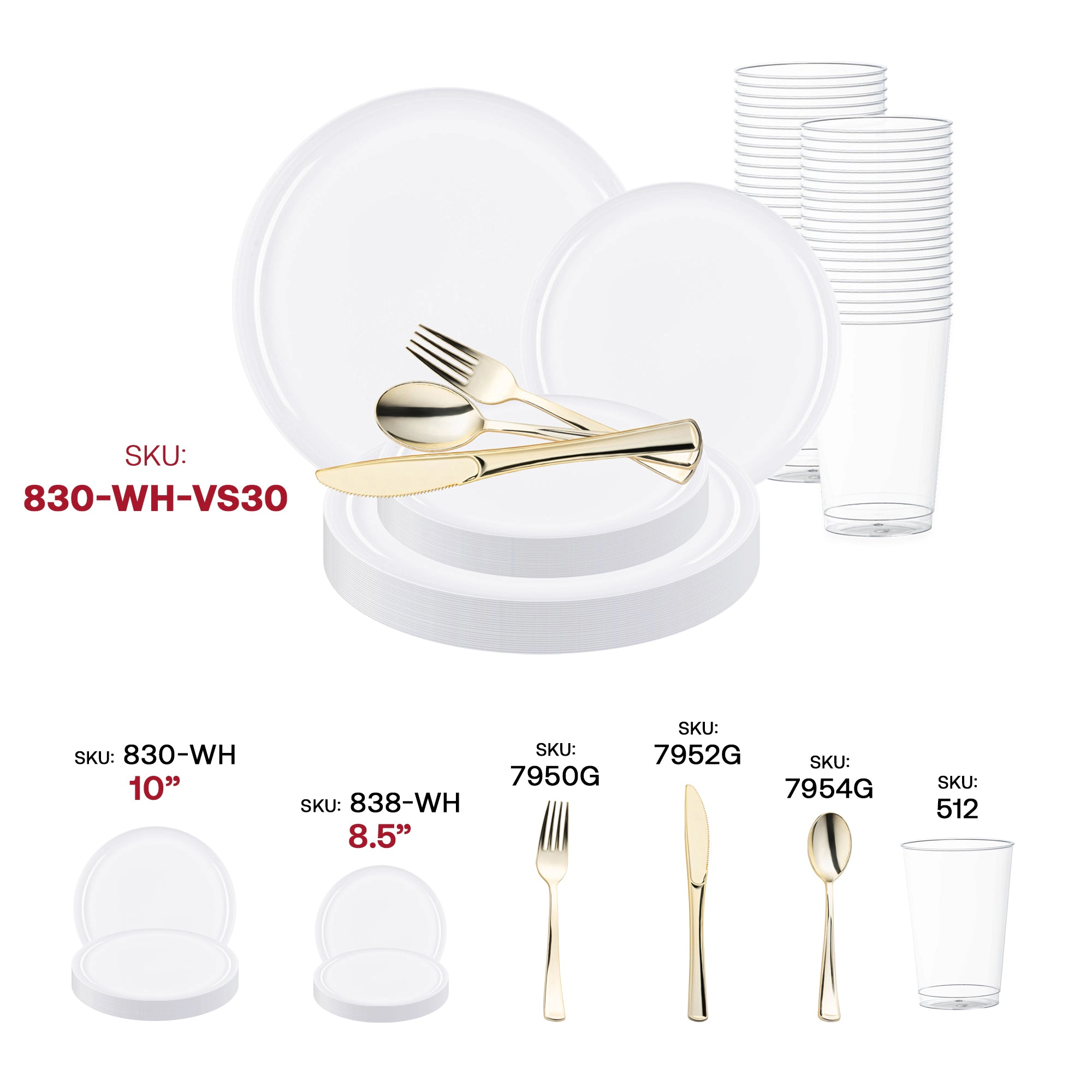 Smarty Had A Party White Flat Round Disposable Plastic Wedding Value Set