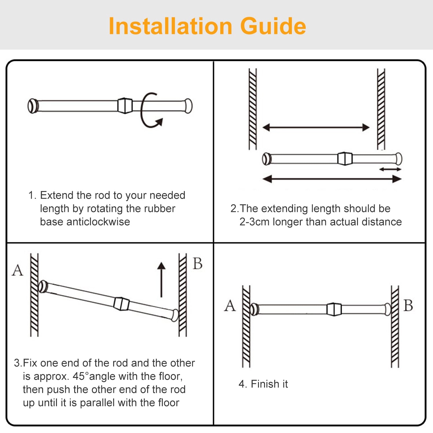 GBruno Spring-Loaded Tension Curtain Rod 150 Cm