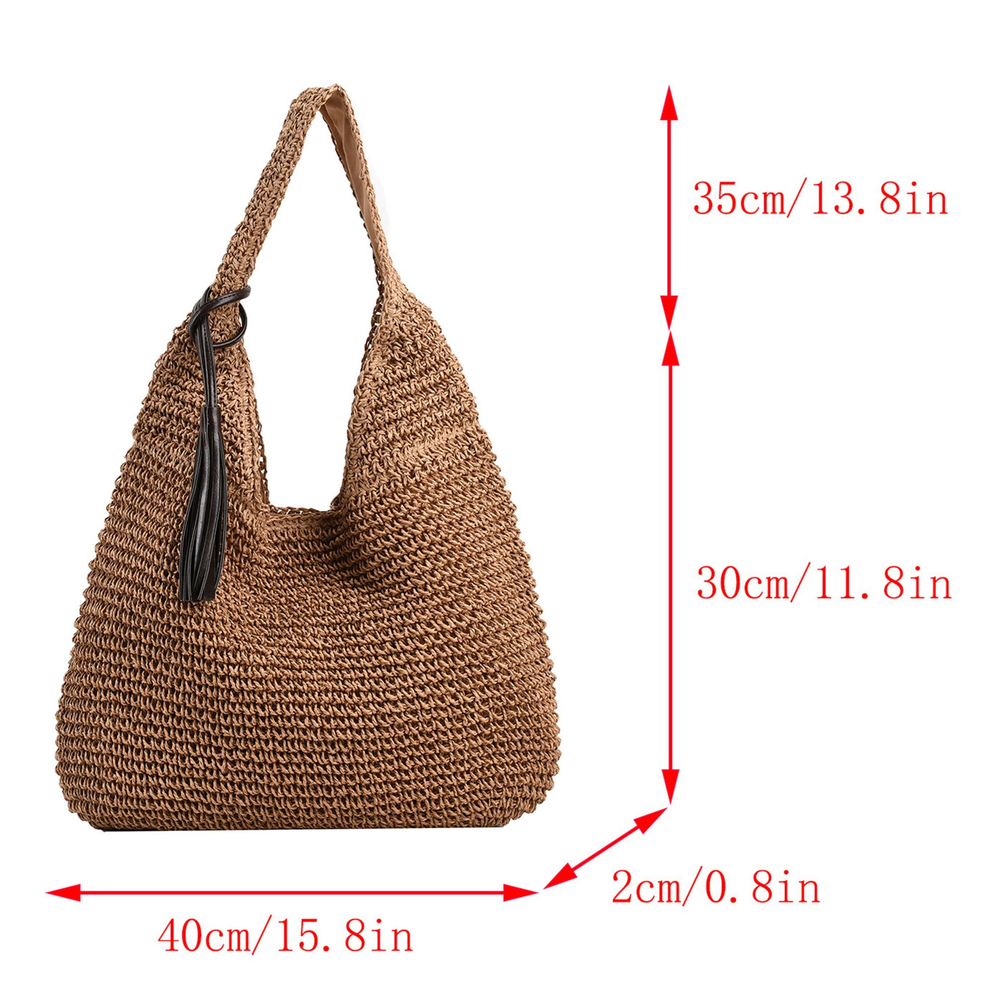 Alilang Women's Woven Hobo Shoulder Bag with Magnetic Snap Closure and Tassel Accent