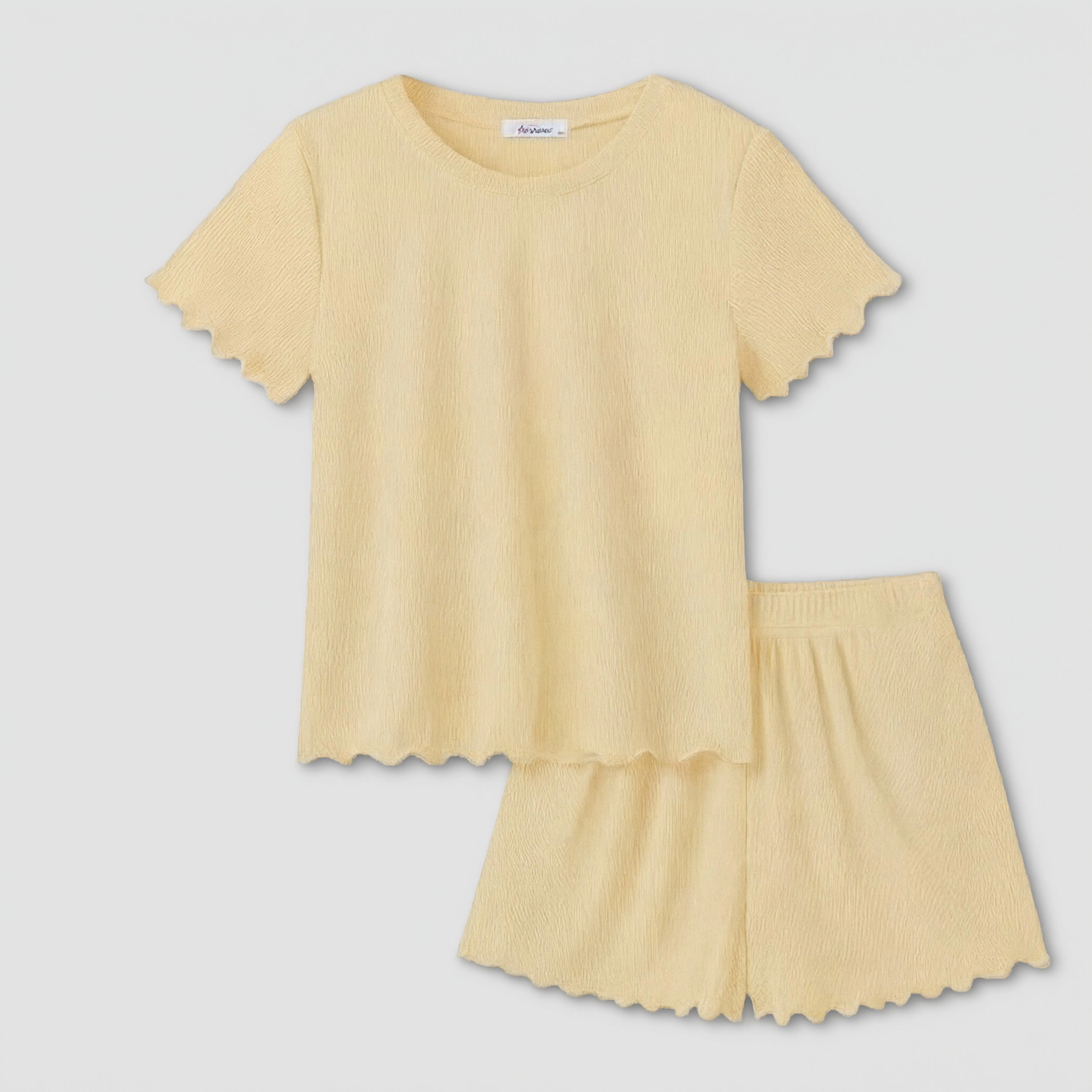Arshiner Girls Shorts Set Ribbed Knit Summer Outfit Short Sleeve Top Elastic Waist