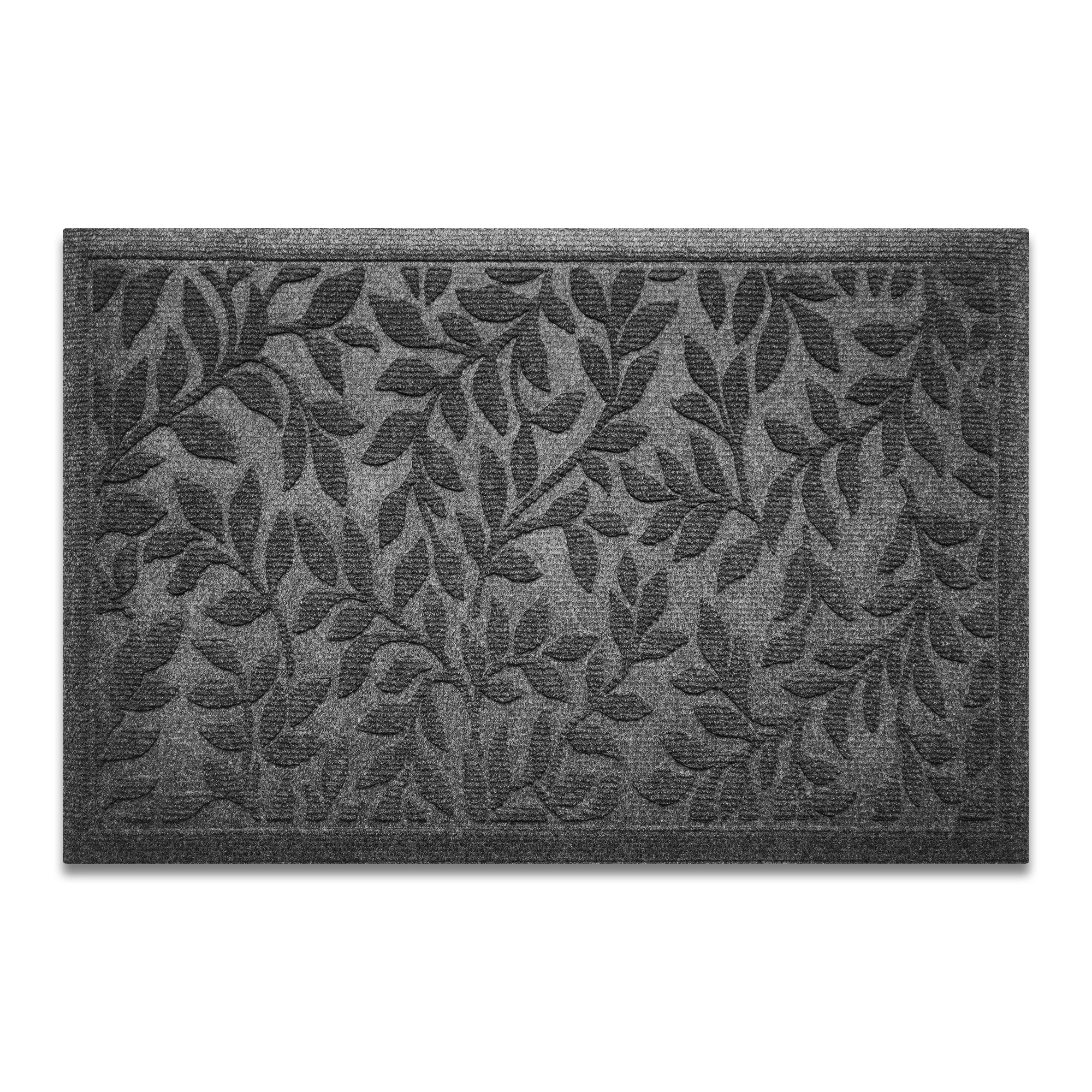 G128 Grey Leaves Door Mat 23 x 35 in - Thick Polypropylene, Natural Rubber Non-Slip Backing, Indoor/Outdoor Welcome Mat