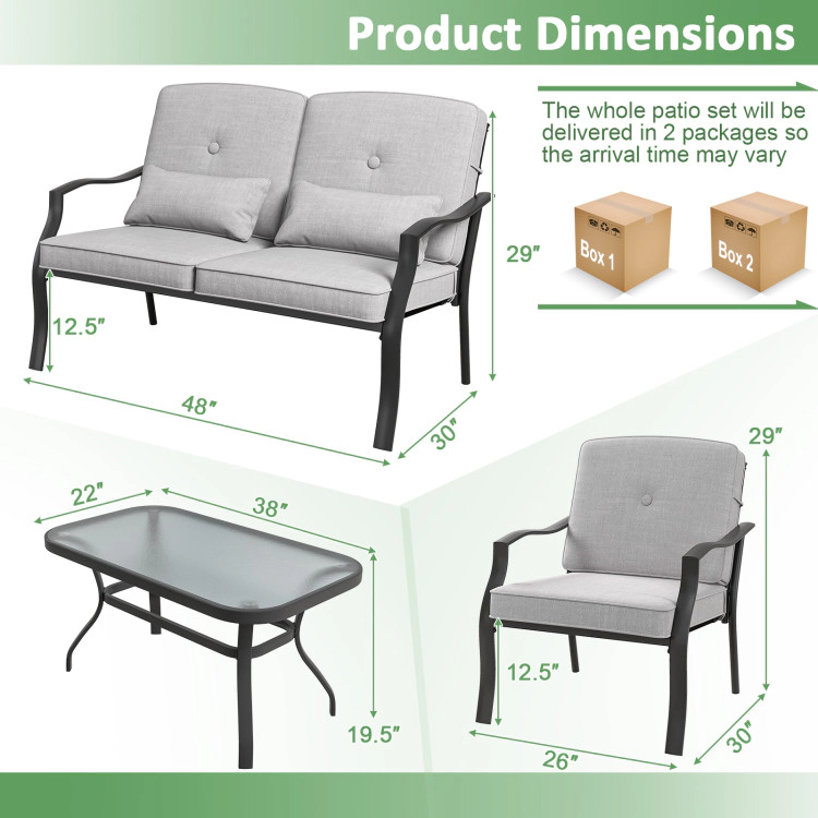 Hivvago 4 Pieces Outdoor Conversation Set With Seat Back Cushions And Waist Pillows