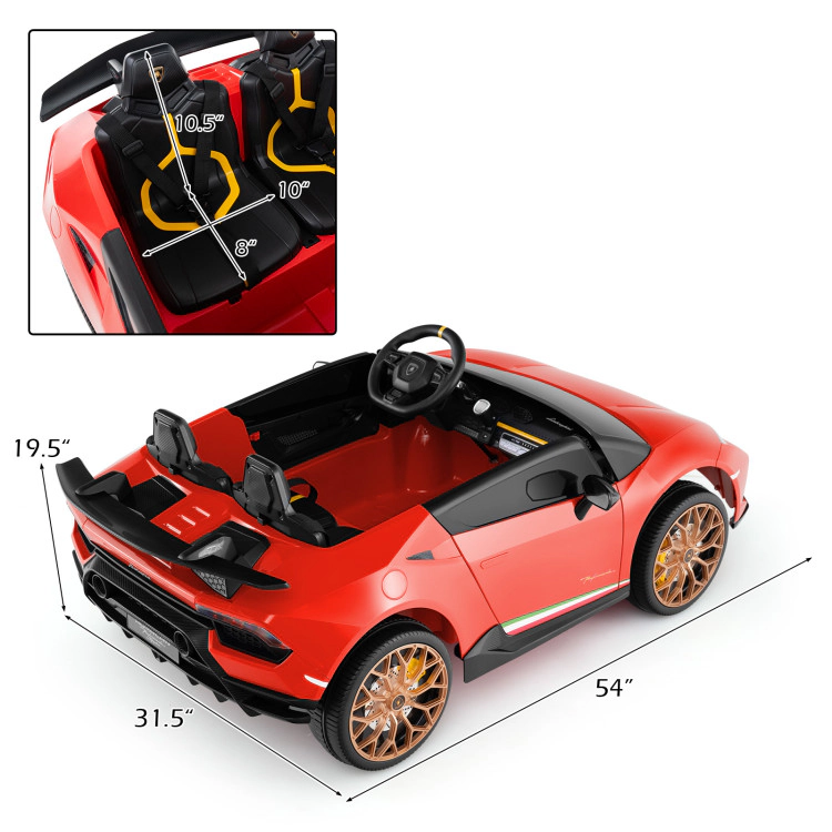 Hivvago 24V Ride-on Car for Kids 4WD 2-Seater Licensed Lamborghini Electric Vehicles with Music