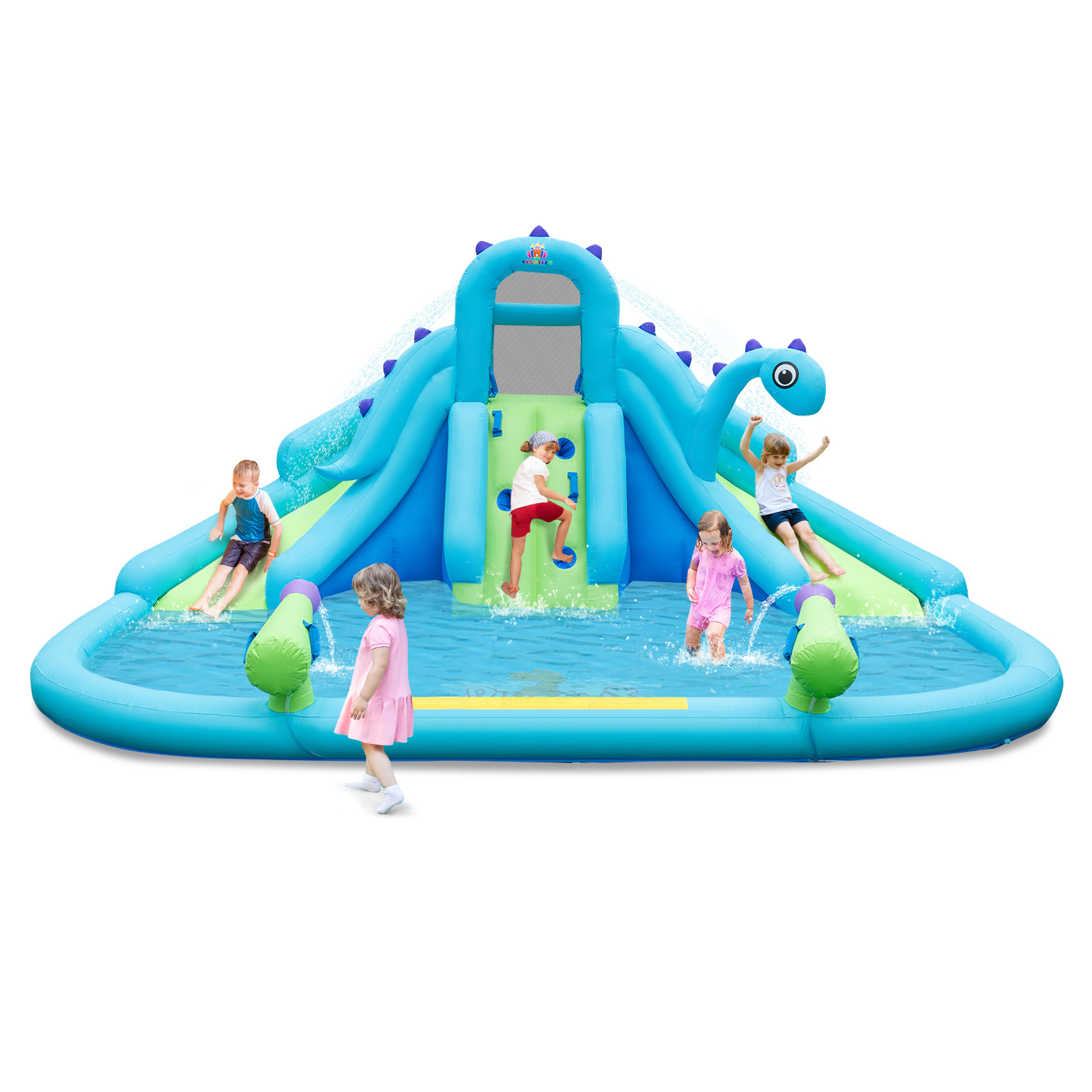 LJG Kids Inflatable Water Slide with Dual Slides and Large Splash Pool (Without Blower)
