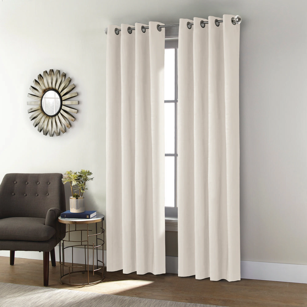 Thermaplus Shadow Blackout Grommet Curtain Panel for Bedroom and Living Room 52 x 108 Off White
