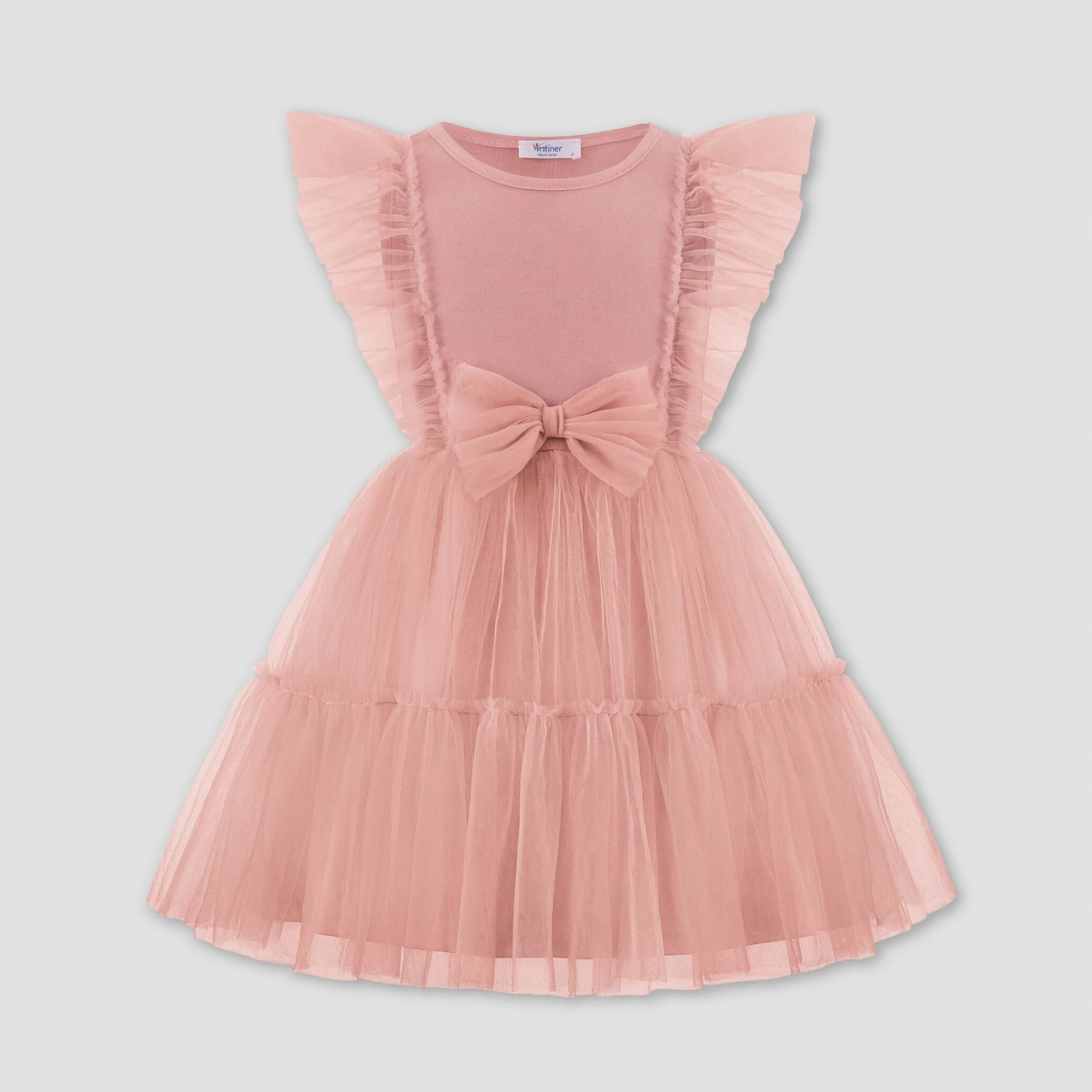 Arshiner Girls Tulle Dress Ruffle Sleeveless Big Bow Tiered Princess Party Dresses