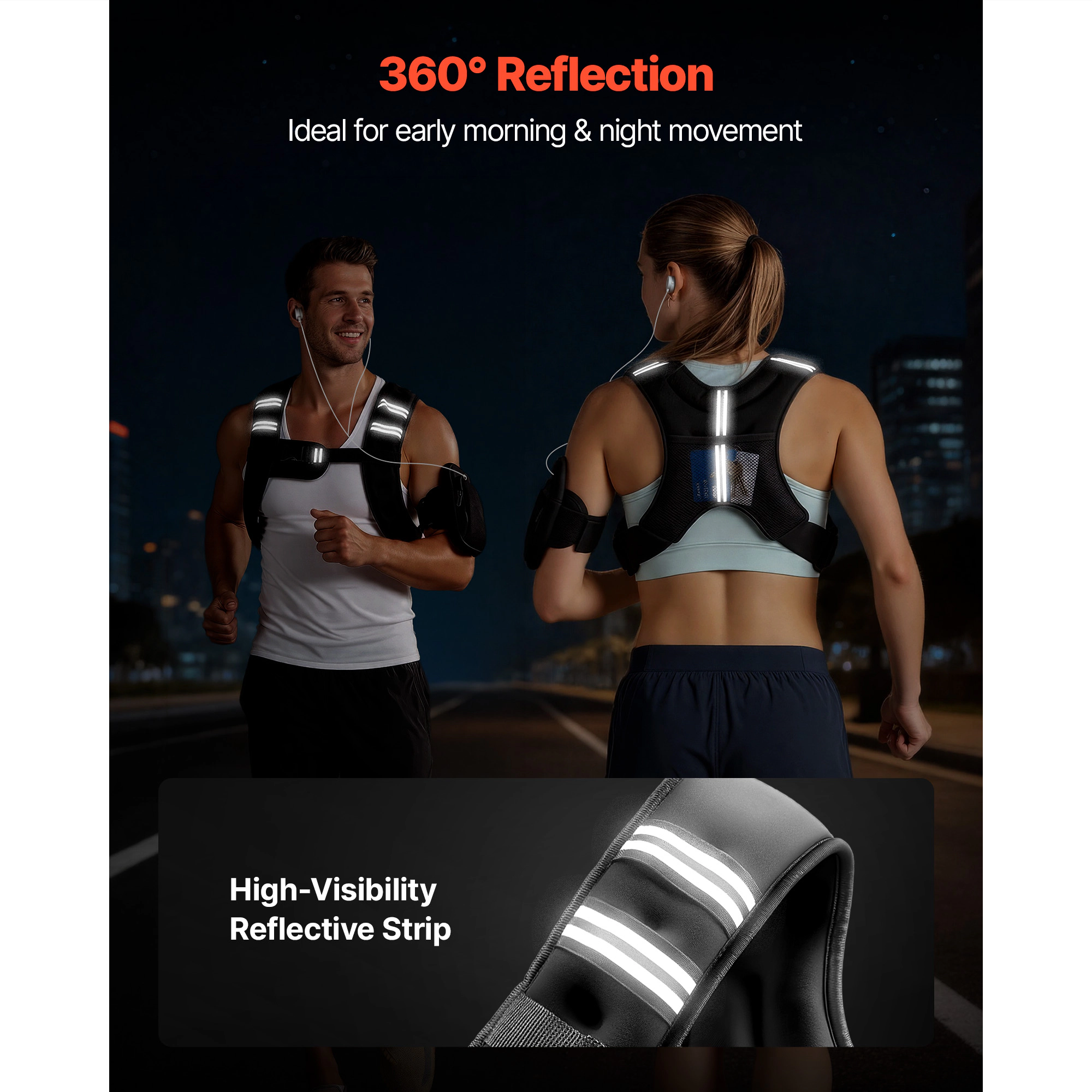 HONGGE Weighted Vest Body Weight Vest for Men Women with Reflective Stripe Adjustable Buckle Workout Equipment for