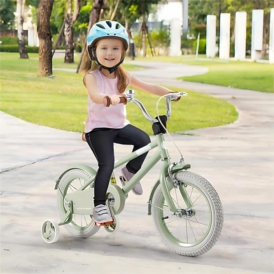 SUGIFT 16-in Green Kids Bike with Removable Training Wheels Quick Release Saddle and Chain Guard