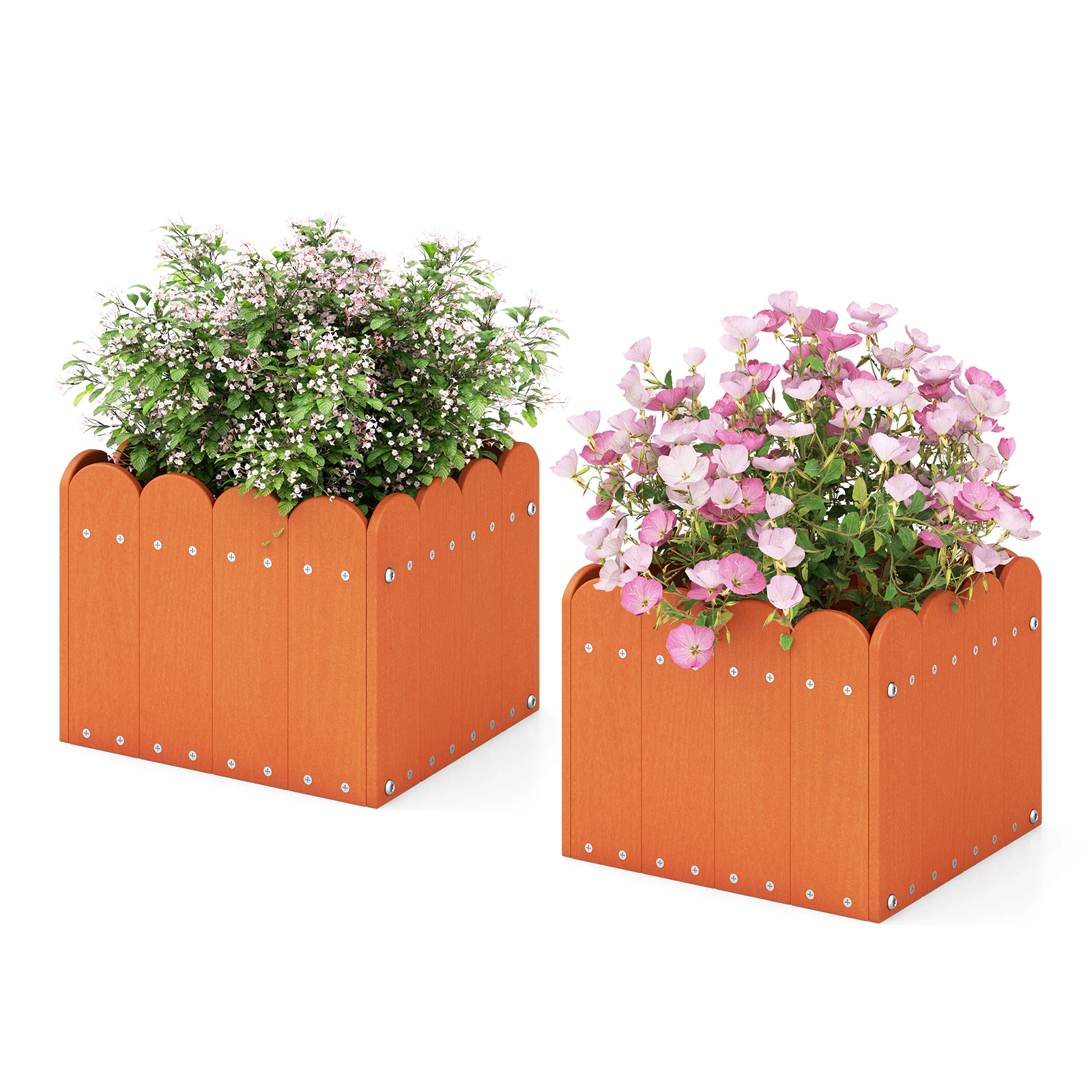 SlickBlue Set of 2 HDPE Planter Boxes with Drainage for Indoor Outdoor Plants