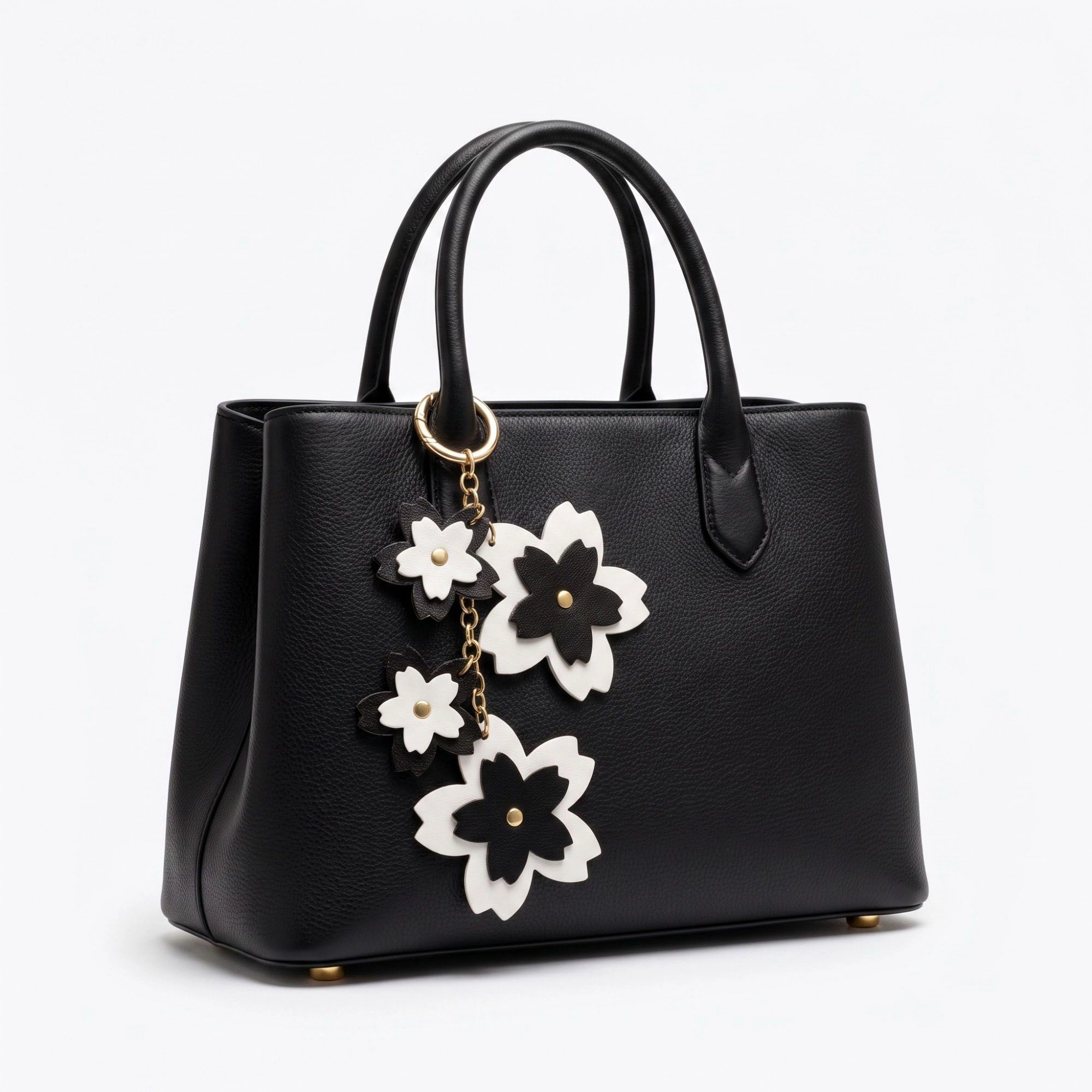 Alilang Women's Cherry Blossom Bag Charm with Gold Tone Chain and Clip