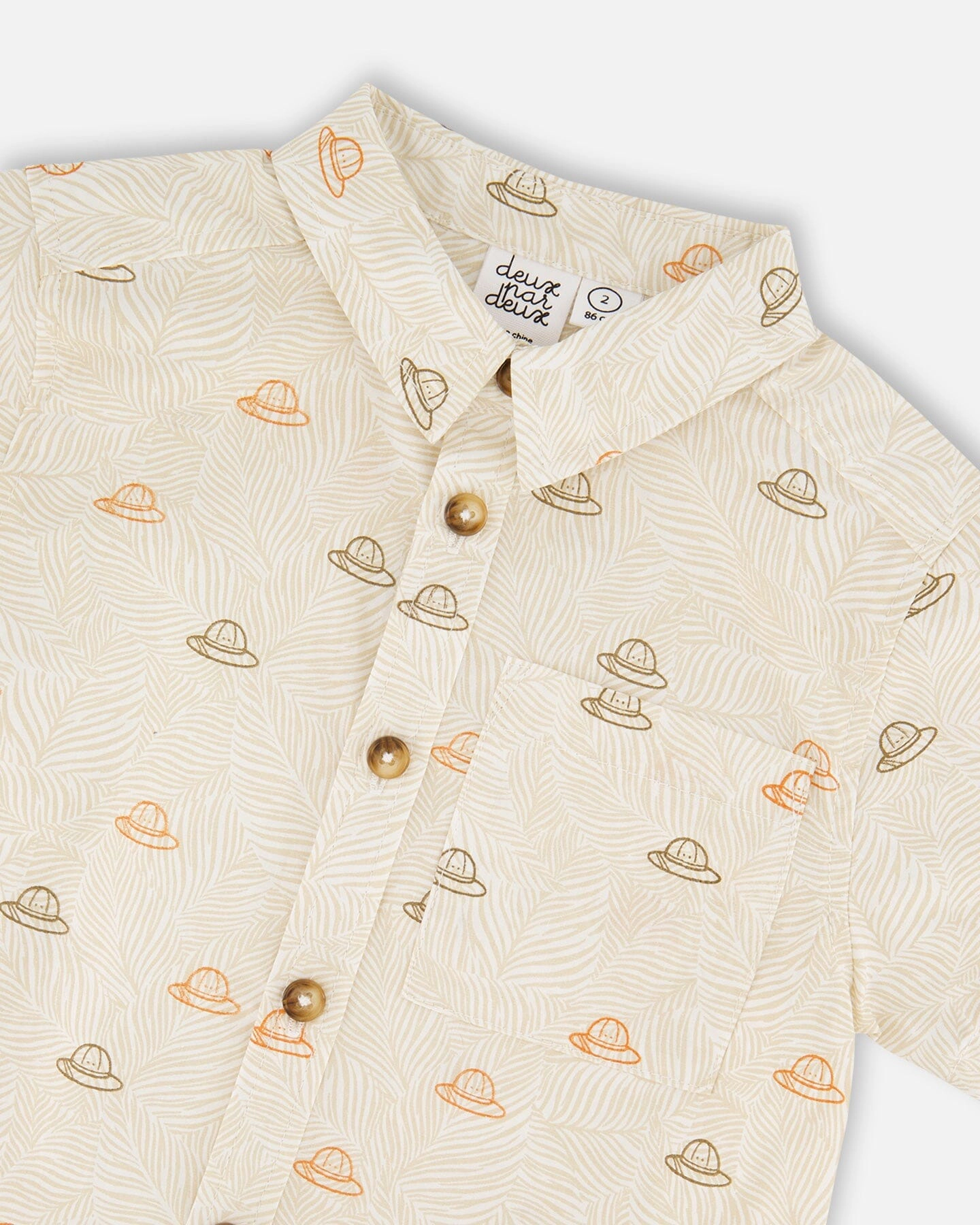 Deux par Boys Poplin Shirt Safari Print