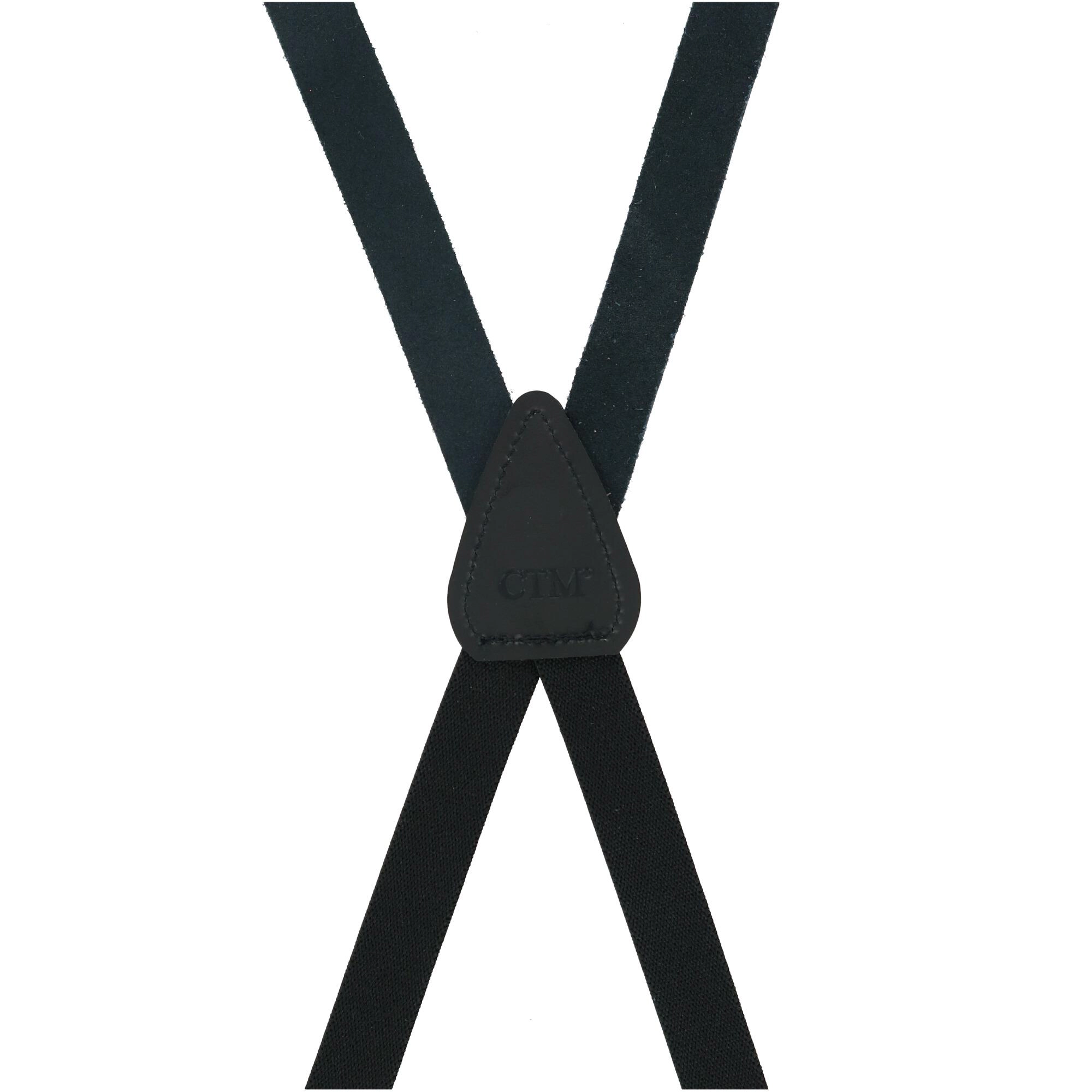 CTM Men's Smooth Leather Slim Width Suspenders w Metal Swivel Hook Ends