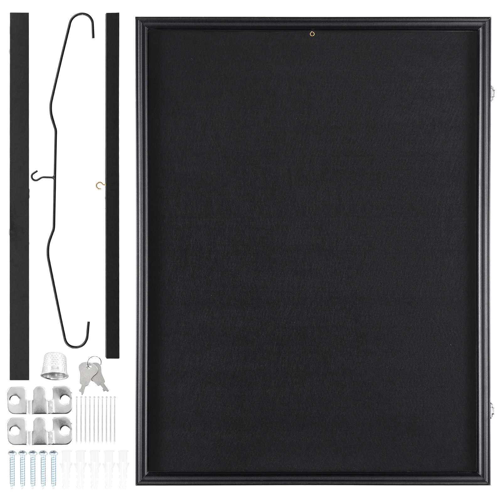 HONGGE Lockable Sports Jersey Shadow Box, 24 x 32 x 1.5 in, Matte Black Wood Frame with UV-Protected PC Glass, 8.4 lbs