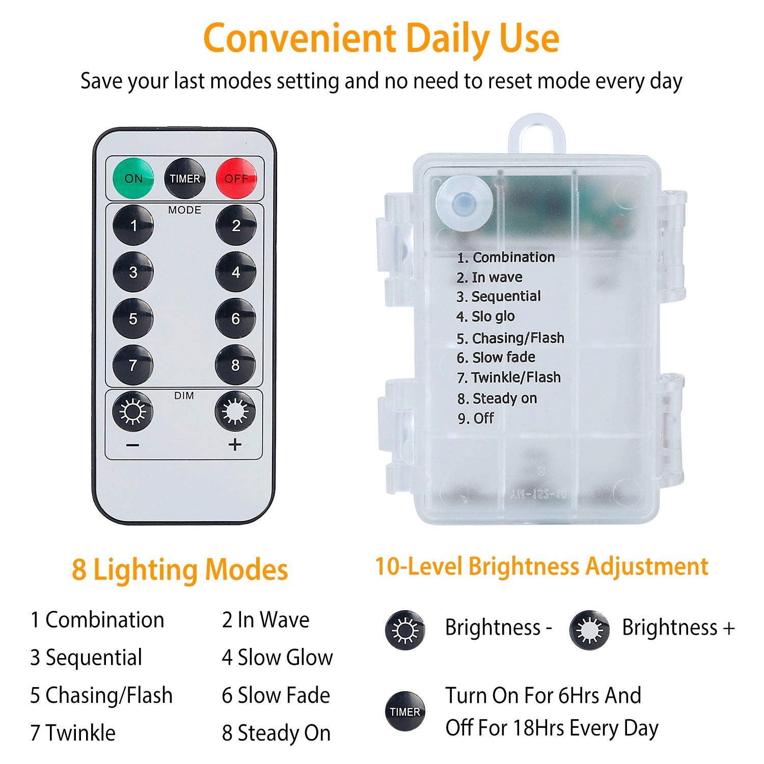 GBruno 2-Pack LED String Lights With Remote Control