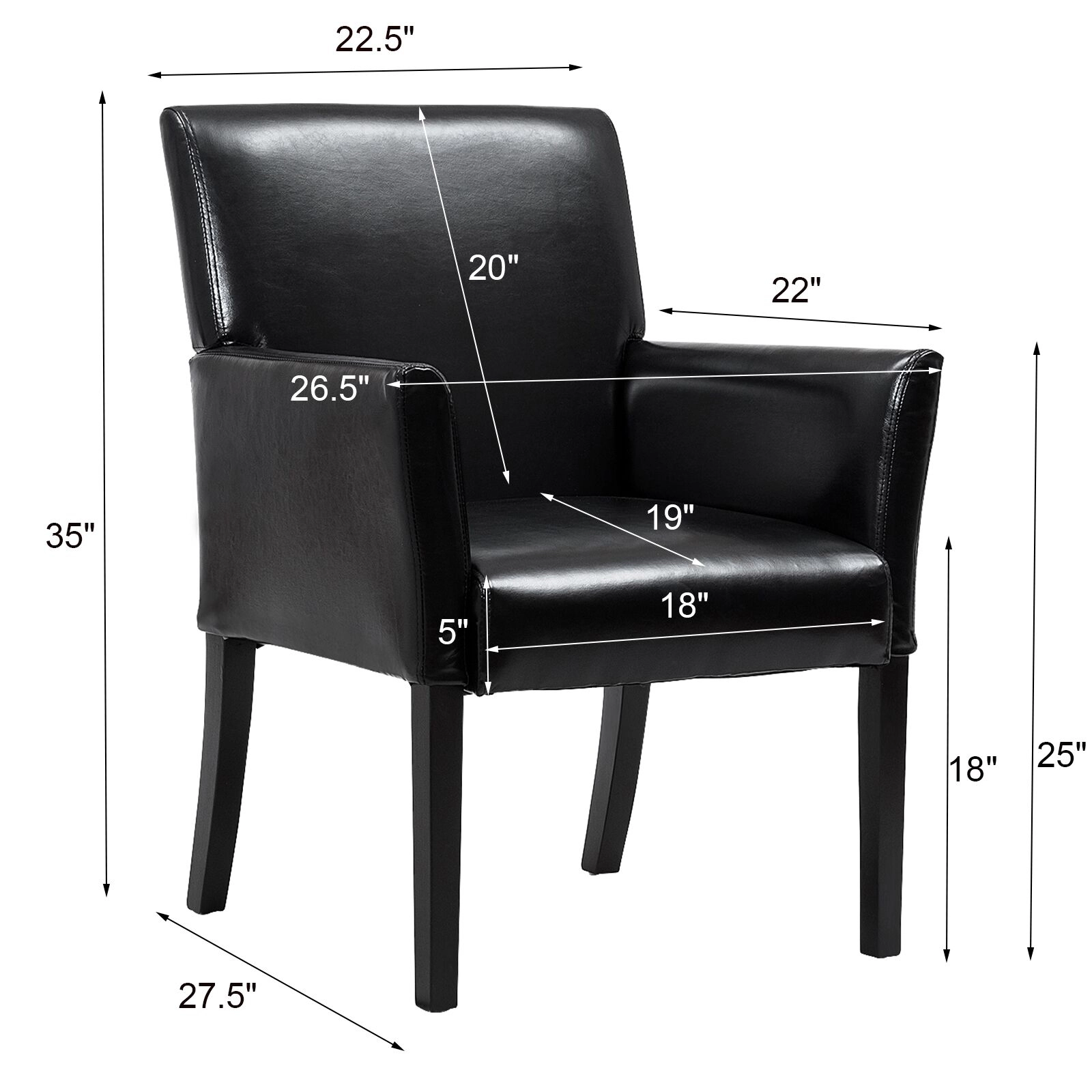 LJG Modern PU Leather Executive Arm Chair Sofa