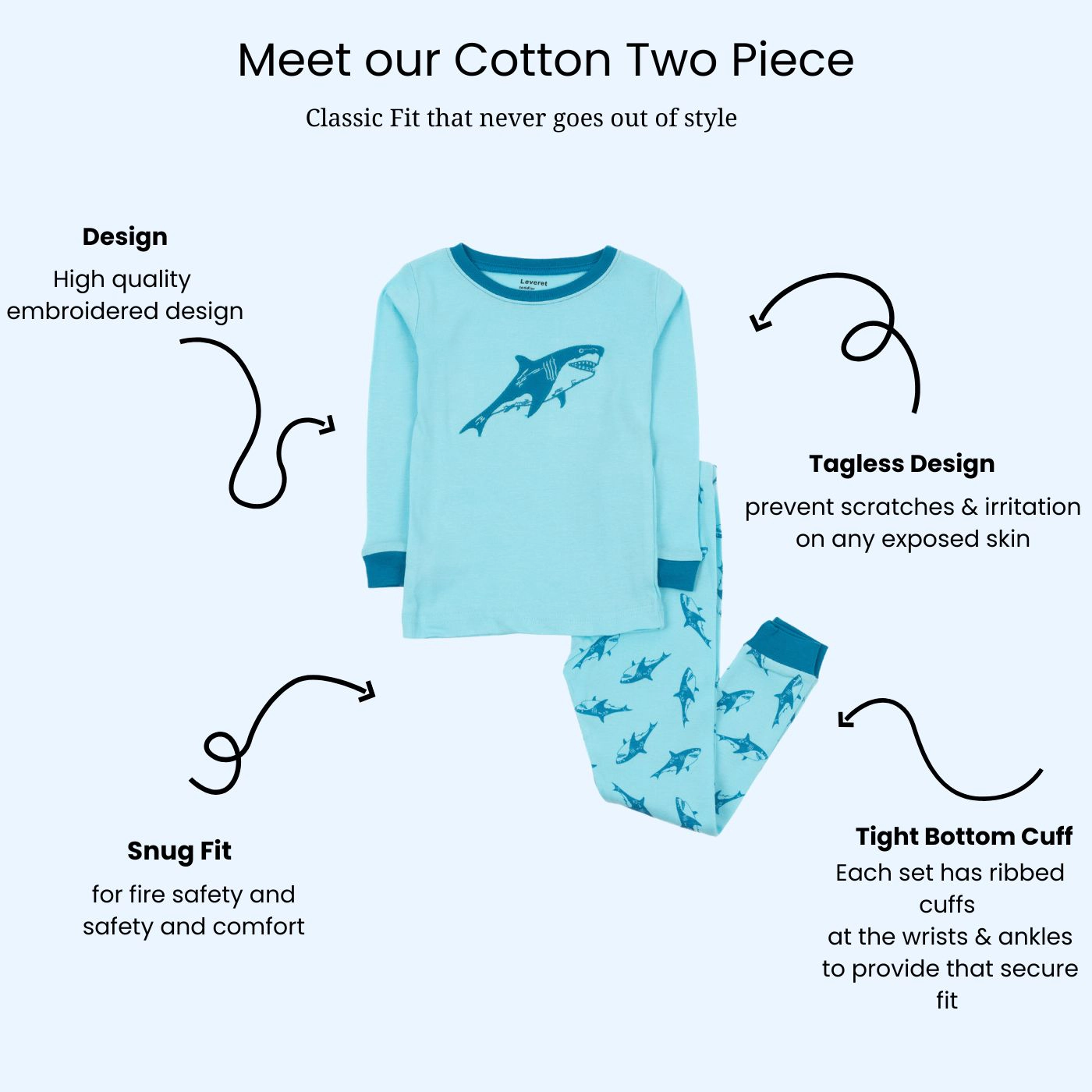 Leveret Baby/Toddler/Kids 2-pc Cotton Snug Fit Sea Life Pajamas