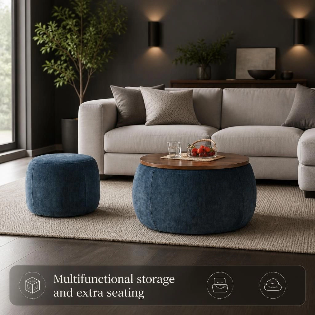 GOODSILO Round Foam Ottoman Foot Stool Versatile Extra Seating