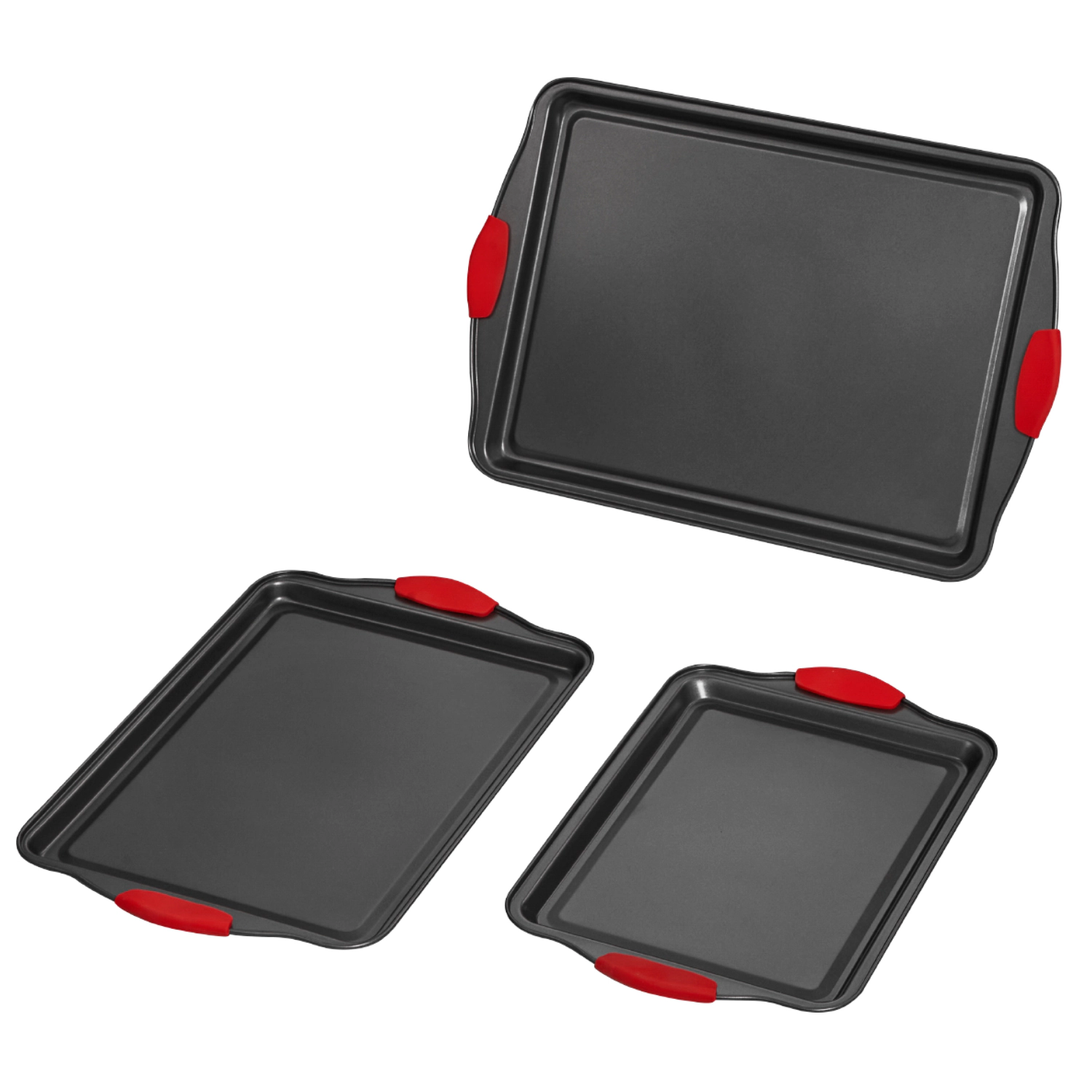 HONGGE 3-Piece Heavy-Duty Carbon Steel Baking Pans Set, Nonstick Stackable Oven Trays for & Roasting