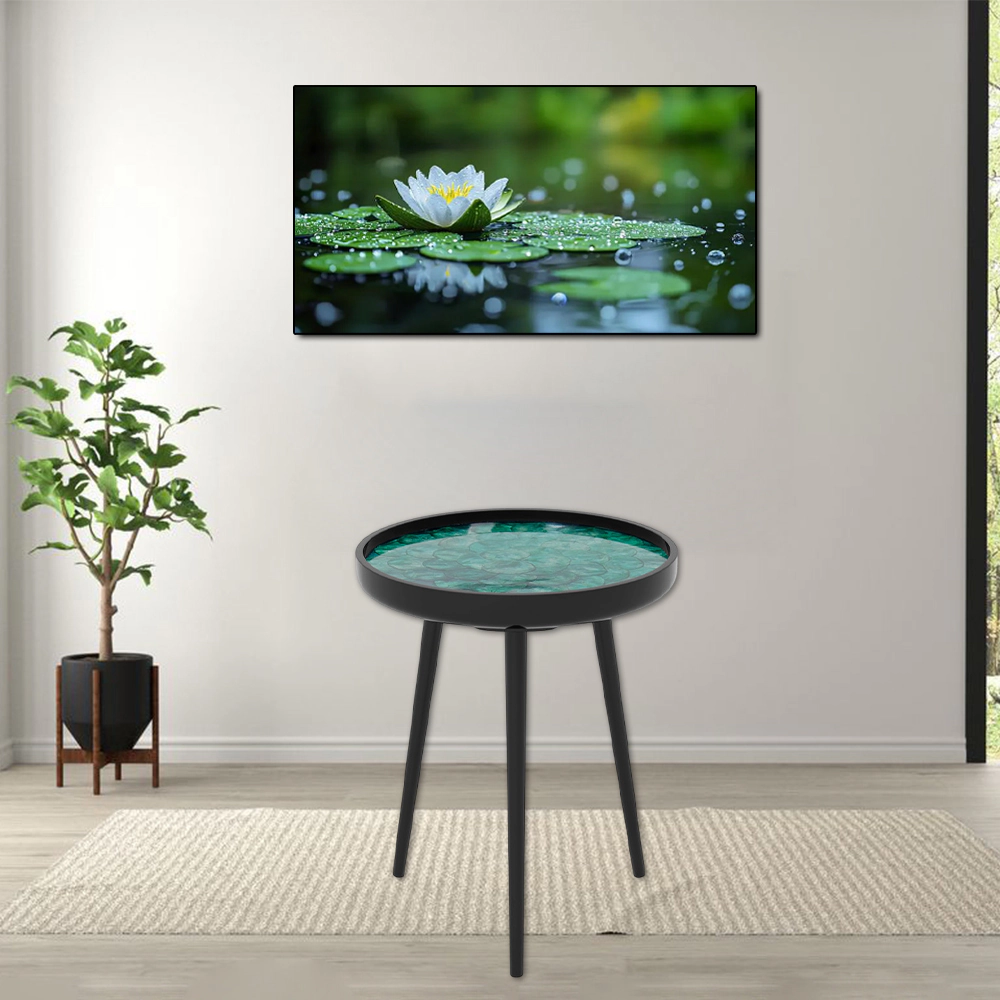 Hivvago Artistic Mid-Century Round Table with Shell-Inspired Decor
