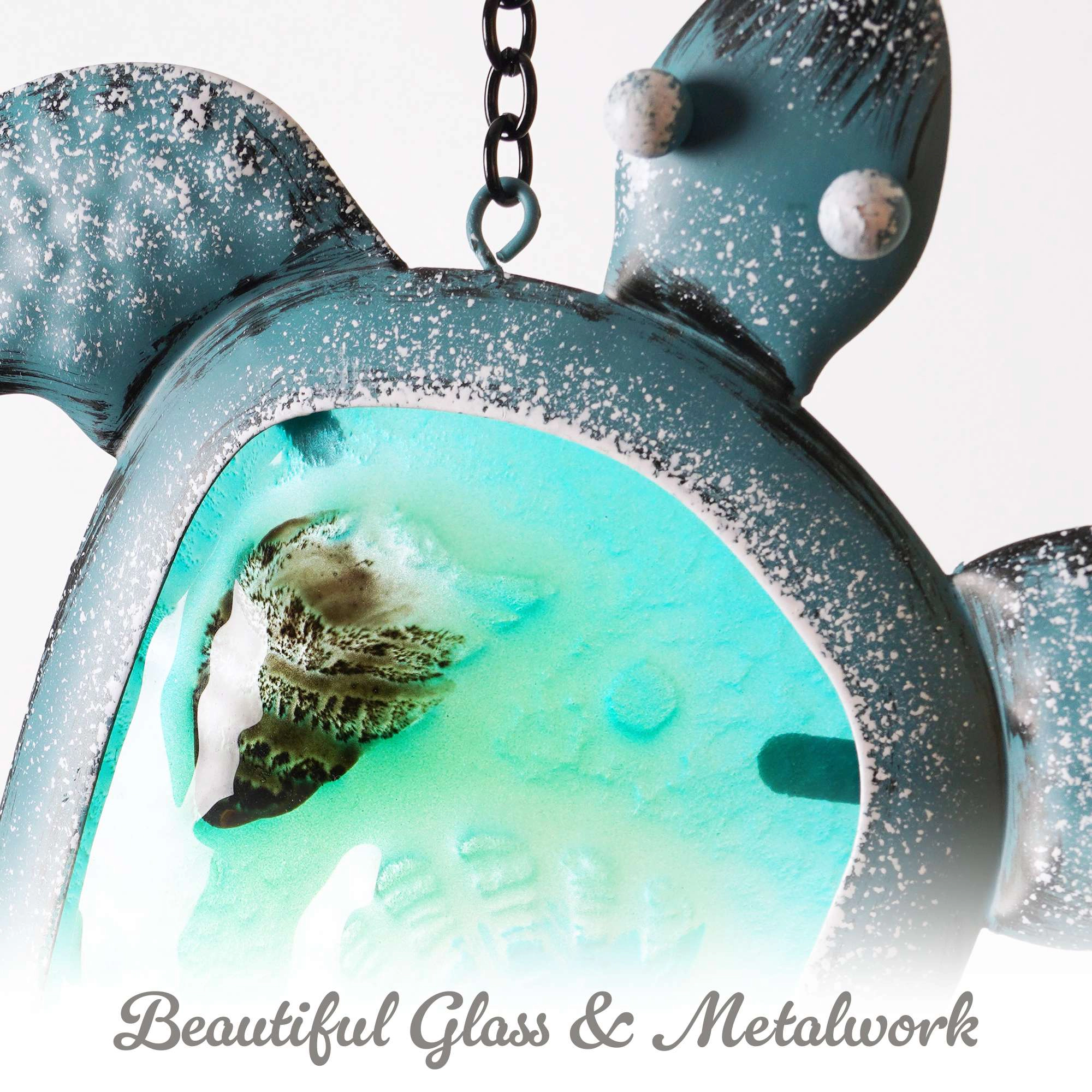 G128 Sea Turtle Wind Chime for Outdoors - Coastal Copper-Green Metal Windchime for Garden Patio Porch Gifts