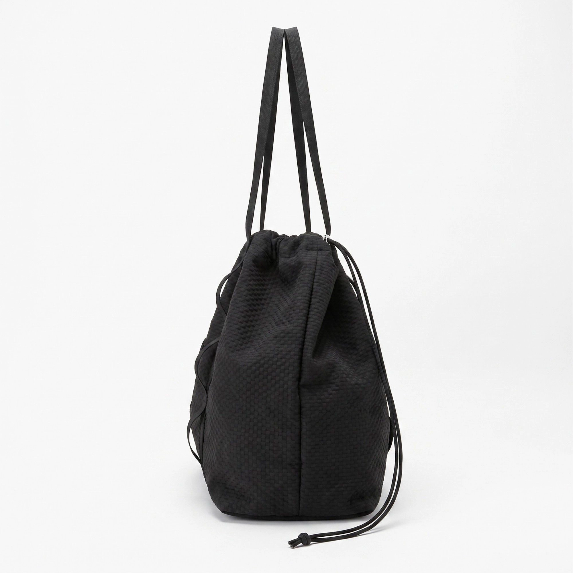 Alilang Women's Textured Drawstring Tote Bag with Dual Long Shoulder Straps and Snap Closure 13x15.7x5.3in