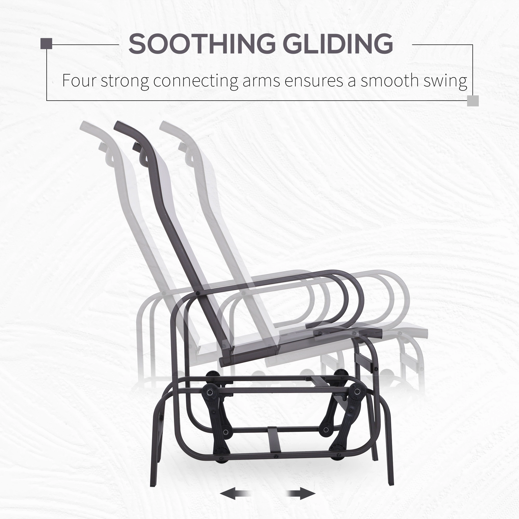 HONGGE Gliding Lounger Chair Single Rocker with Lightweight Metal & Mesh Construction