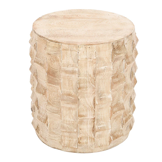 The Urban Port 20 Inch Side End Table, Round Drum Shape with 3D ...