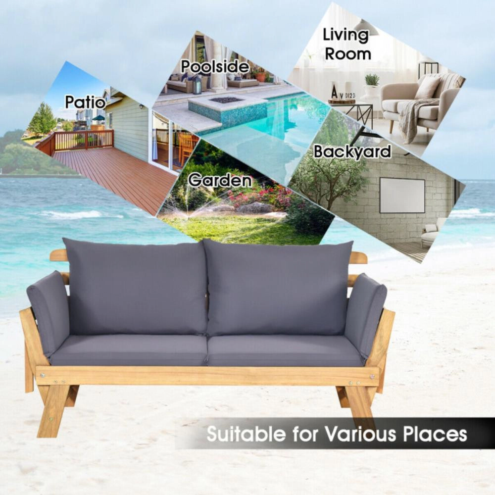 Hivvago Adjustable  Patio Convertible Sofa with Thick Cushion
