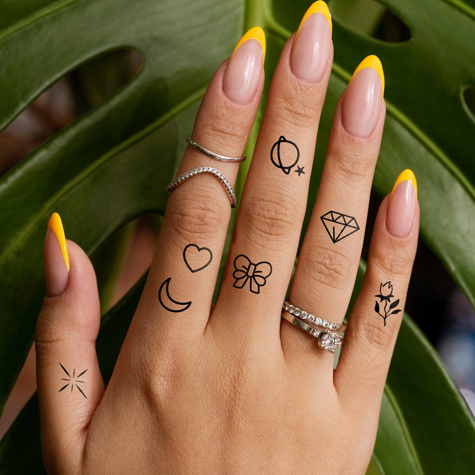 Wrapables Tiny Small Temporary Finger and Hand Tattoos for Women, 10 Sheets Expressions